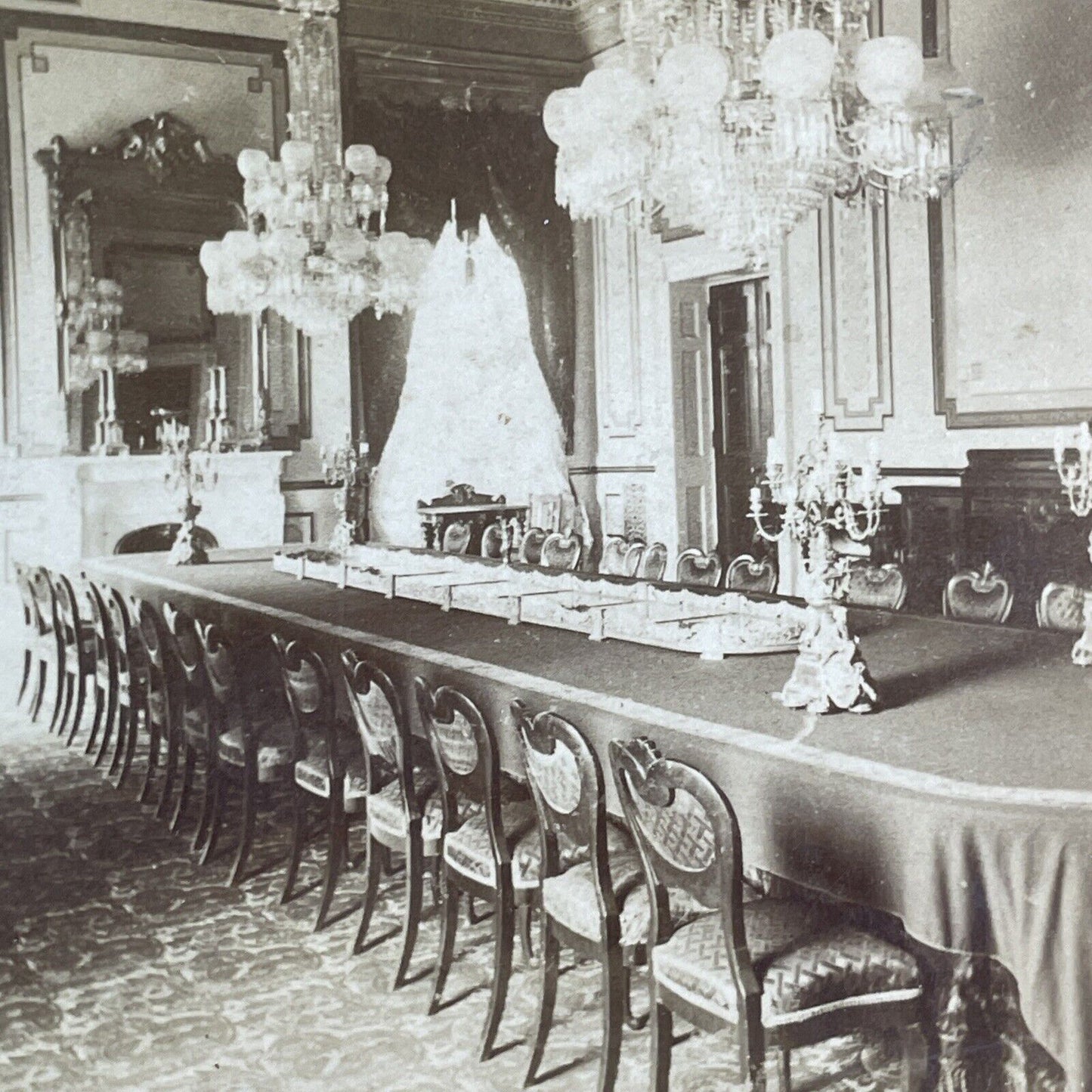 White House Dining Room Stereoview Washington DC Antique c1880 X3876