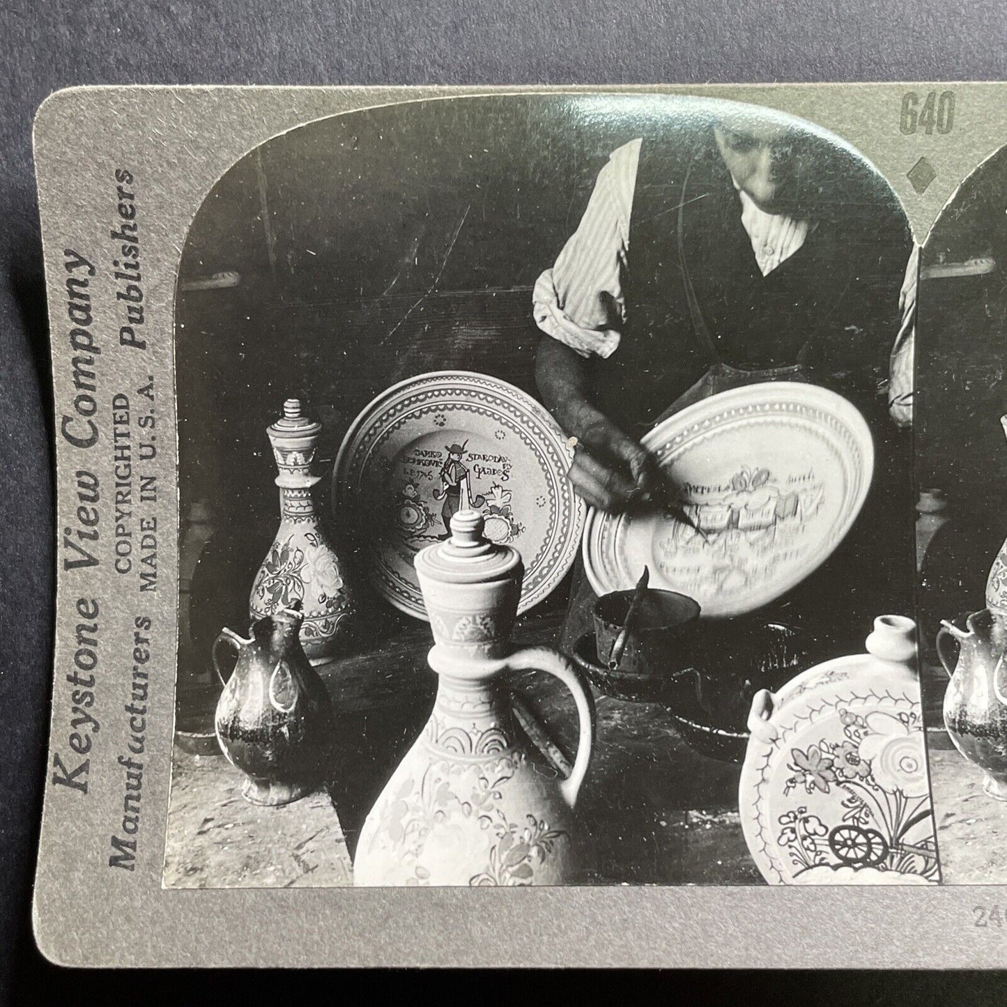 Antique 1932 Porcelain Factory Modra Slovakia Stereoview Photo Card P1786