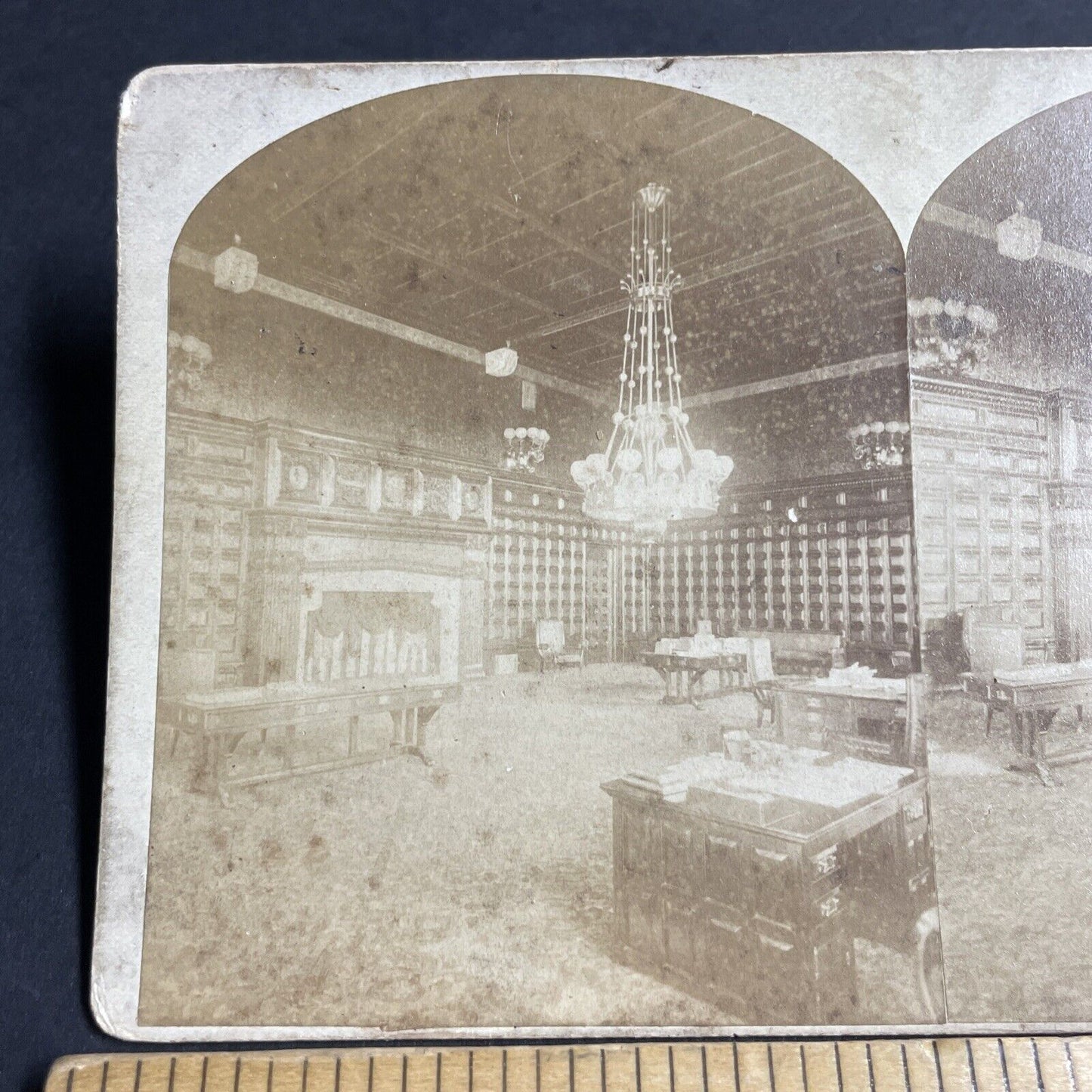 Antique 1879 Governors Room New York State Capitol Stereoview Photo Card P4670