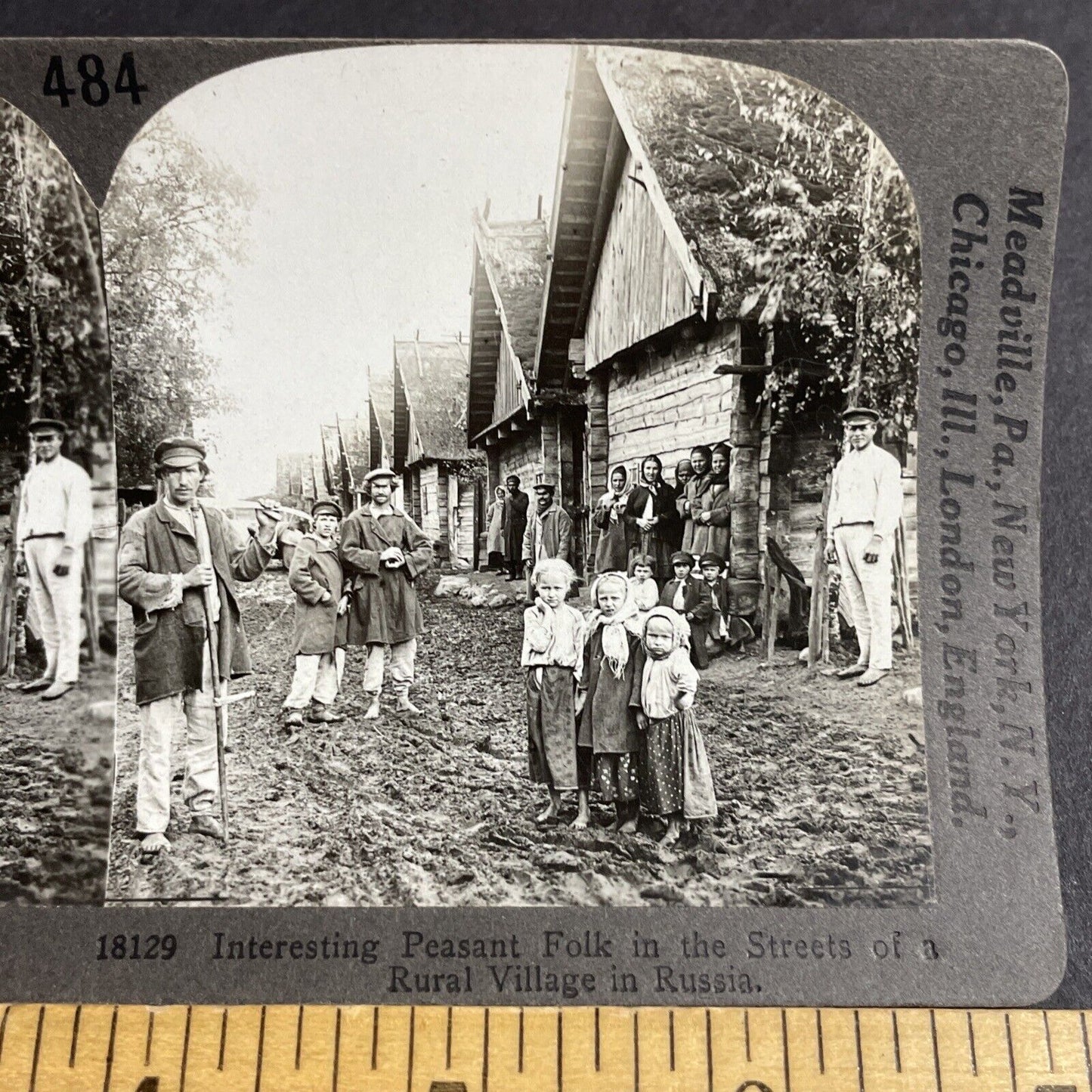 Antique 1910s Poor Farming Village In Russia Stereoview Photo Card P4247