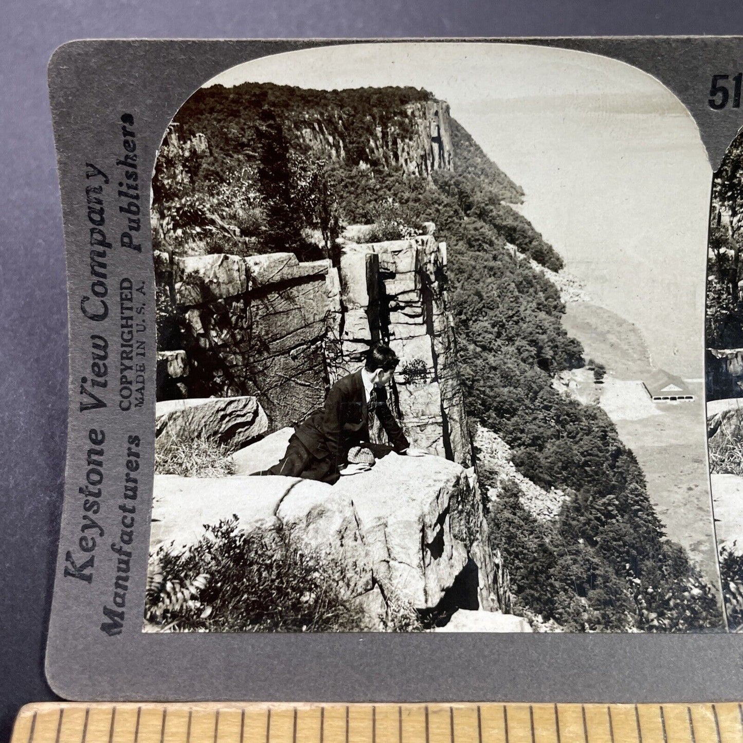 Antique 1920s Cliffs Over Hudson River New Jersey Stereoview Photo Card P3709