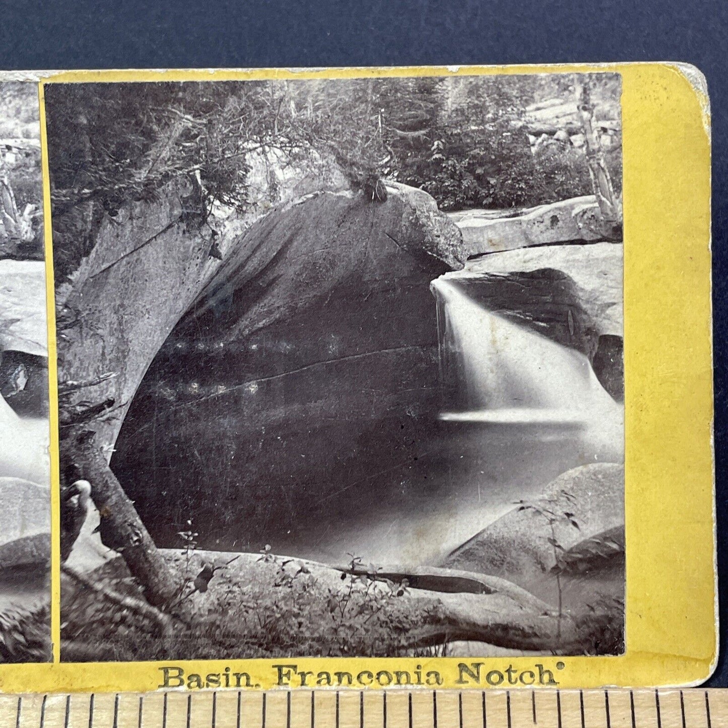 Antique 1860s The Jumping Rock Franconia Notch NH Stereoview Photo Card V1759