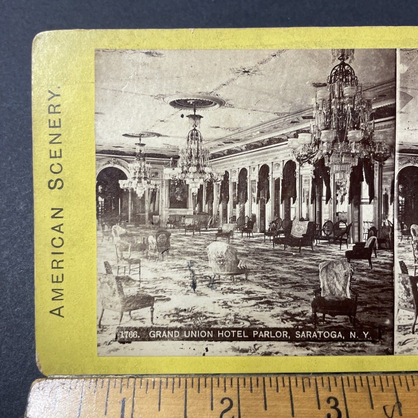 Antique 1870s Great Union Hotel Saratoga NY Stereoview Photo Card Q2224