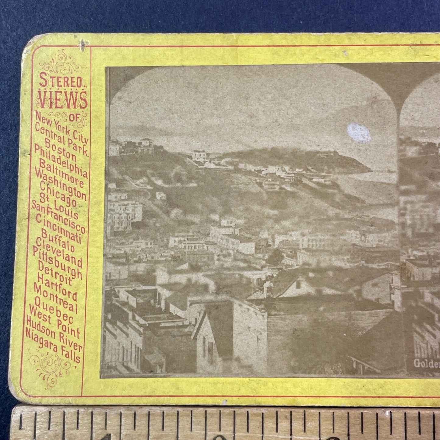 City Of San Francisco Downtown Stereoview Photo Card Antique c1875 X1288