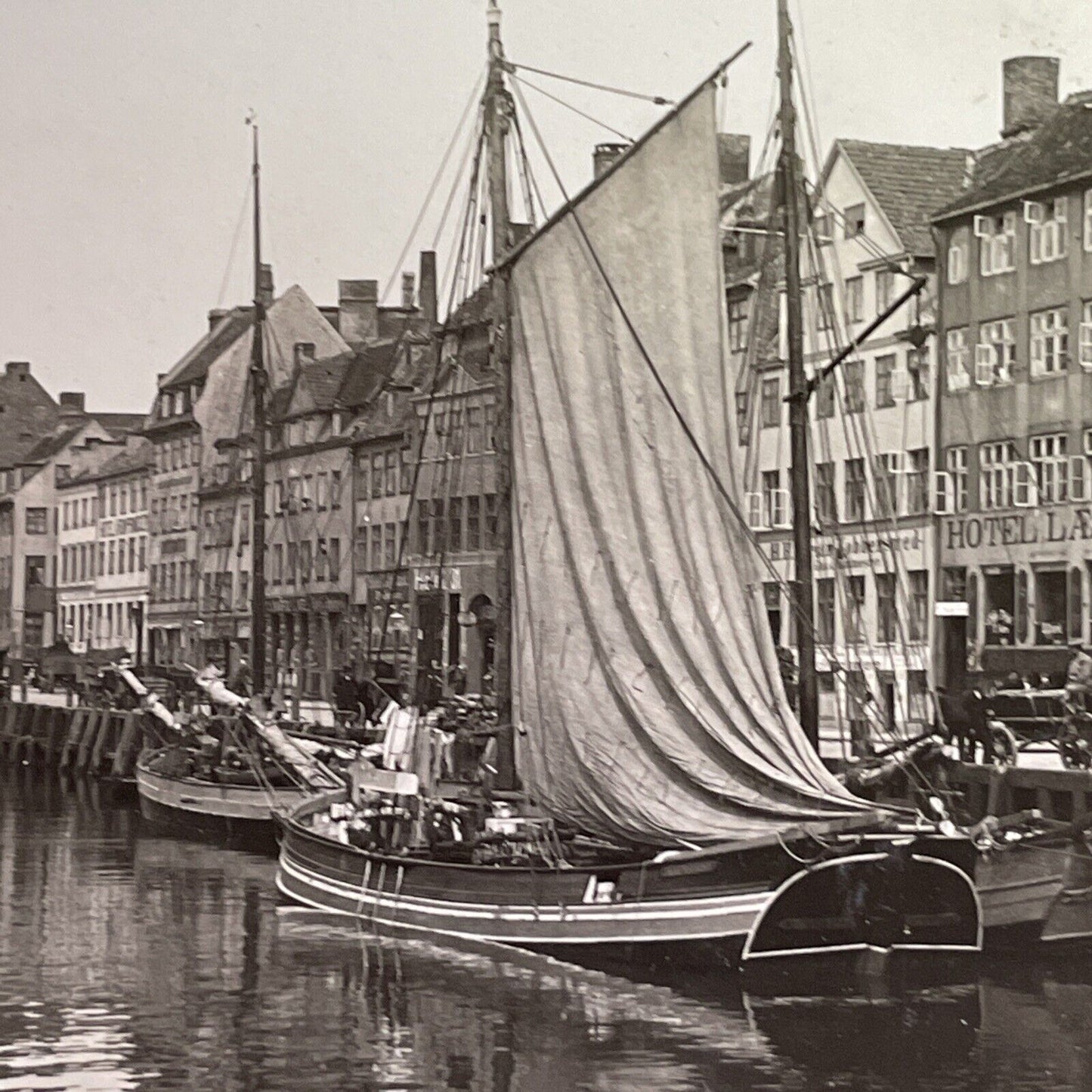 Antique 1902 Shipping Port Of Copenhagen Denmark Stereoview Photo Card P1578