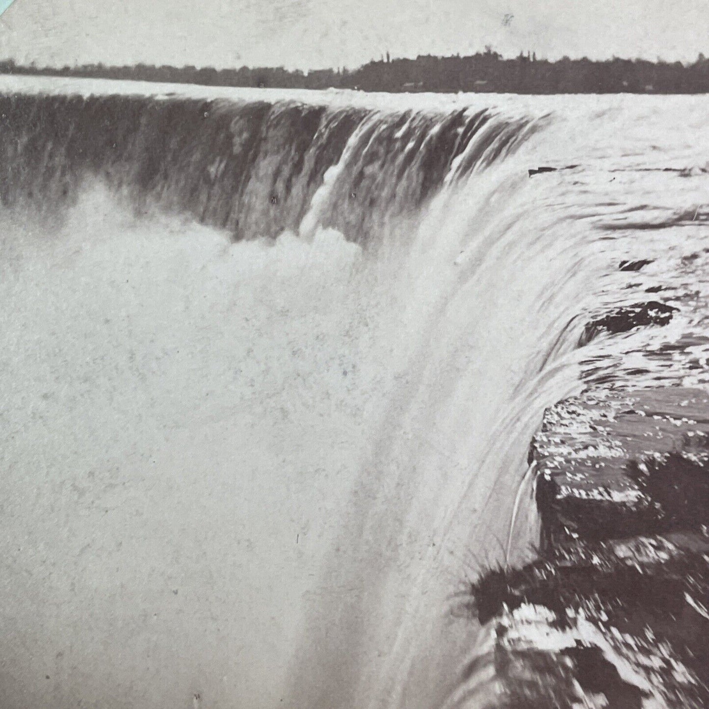 Edge of Canadian Niagara Falls Stereoview Charles Bierstadt c1870s Y2213