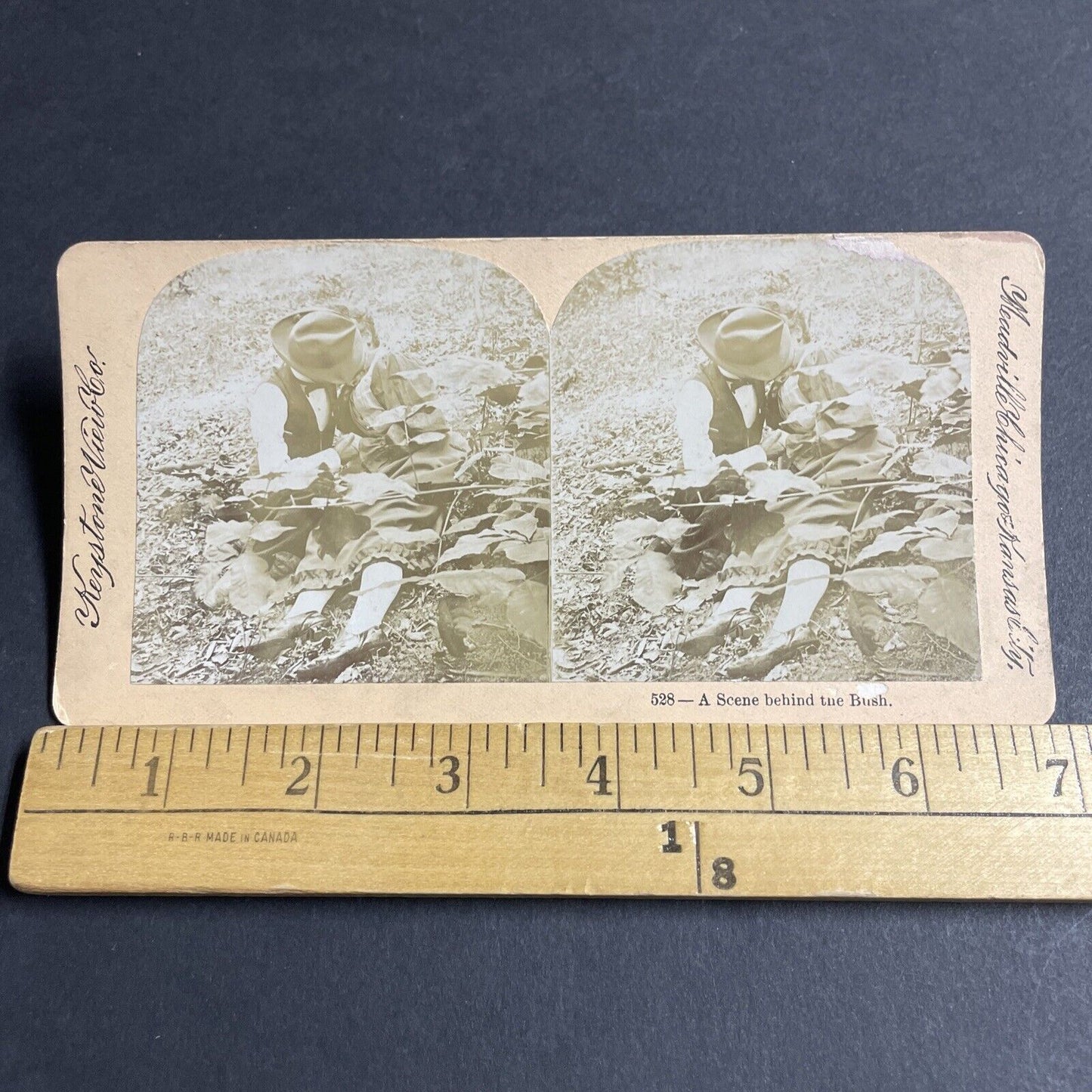 Antique 1890s Man And Woman Kissing In A Field Stereoview Photo Card P4733