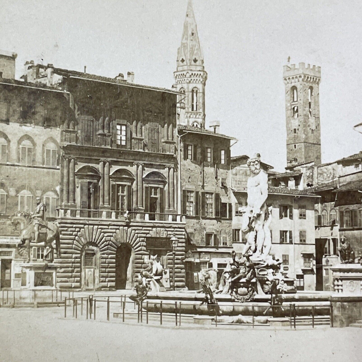 Palazzo Vecchio Florence Italy Stereoview Photo Card Antique c1875 X1359