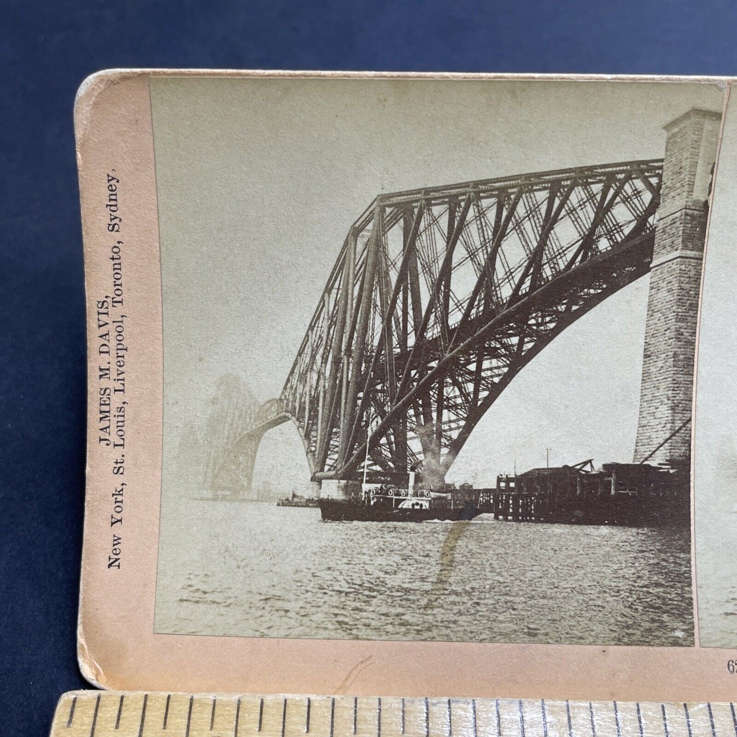 Antique 1891 Great Forth Bridge Edinburgh Scotland Stereoview Photo Card P2007