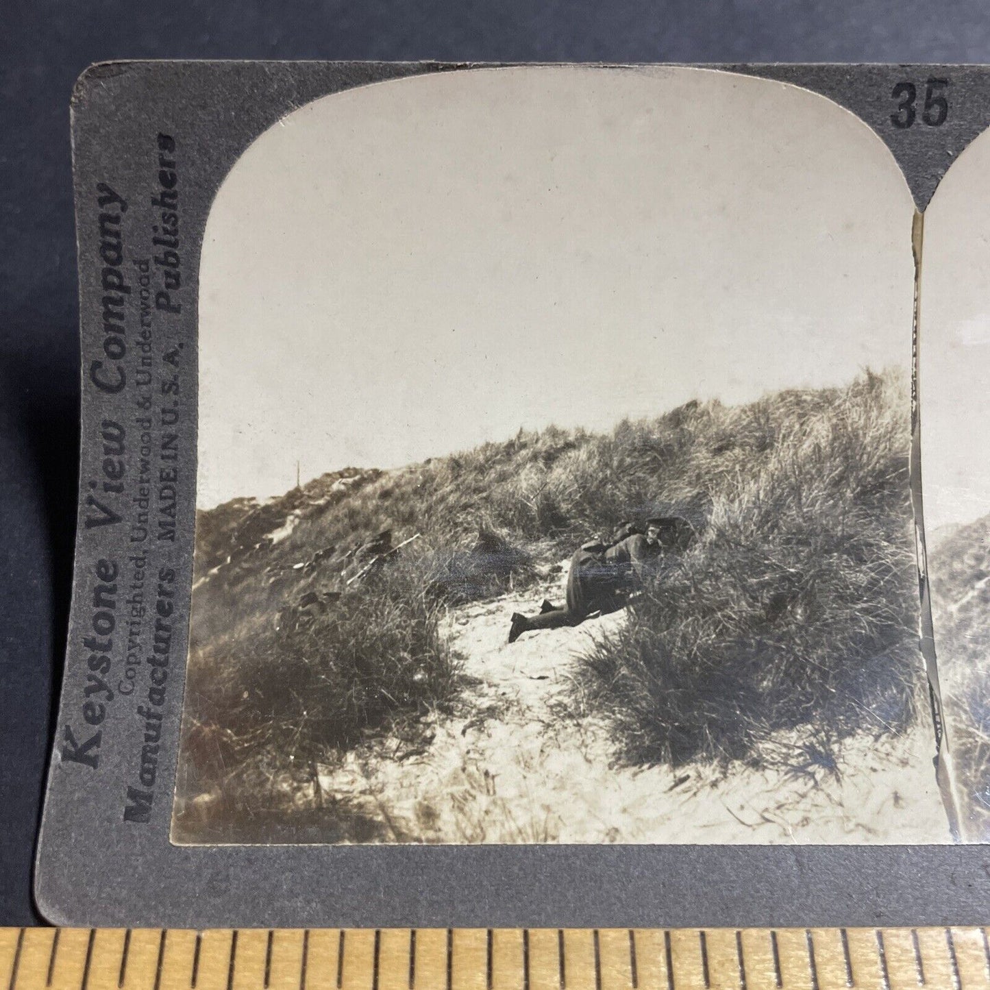 Antique 1916 British WW1 Sneak Attack German Trench Stereoview Photo Card P4968