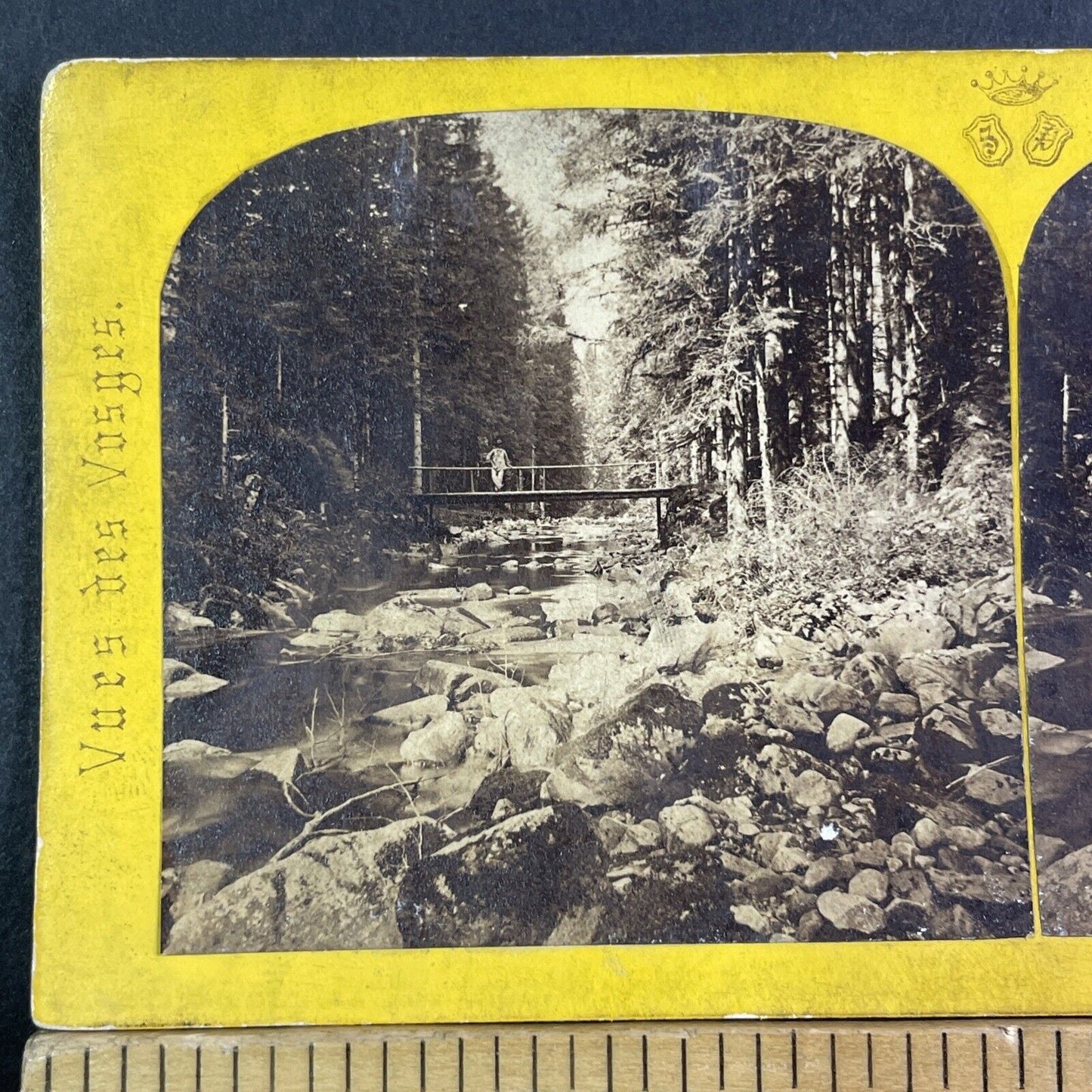 Bridge On Jamagne River In Gerardmer France Stereoview Antique c1870 X3225