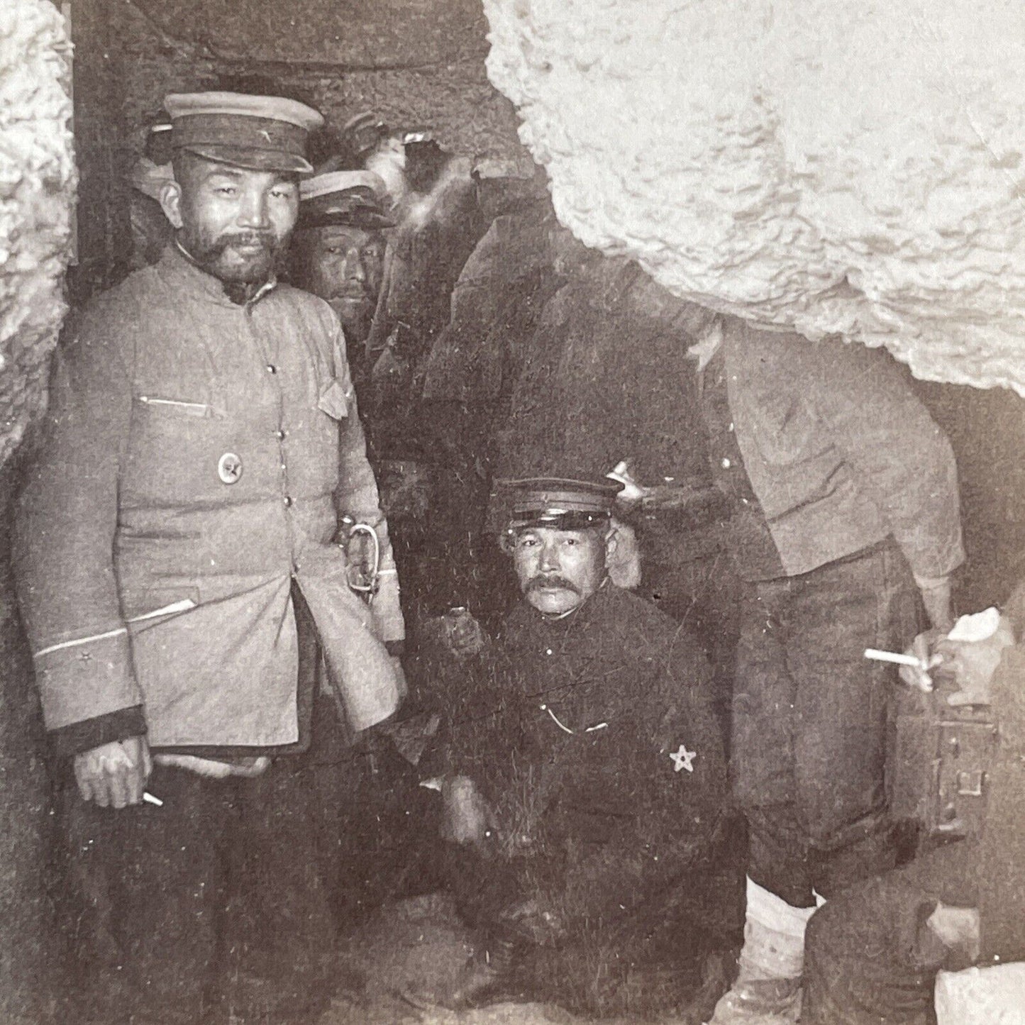 Japanese Trenches Tunnels Stereoview Russo-Sino War Antique c1905 X4193