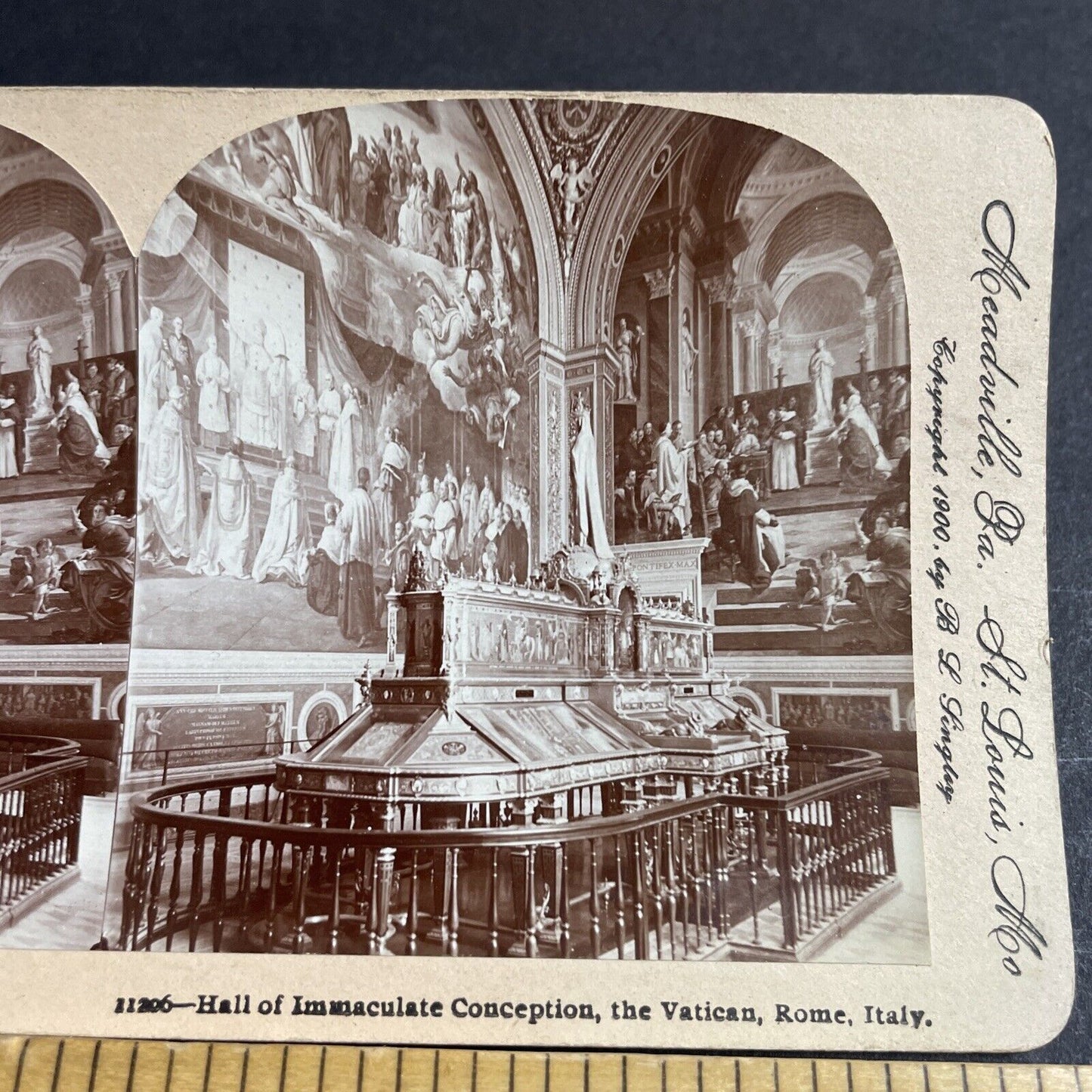 Antique 1900 Hall Of Immaculate Conception Vatican Stereoview Photo Card P4513