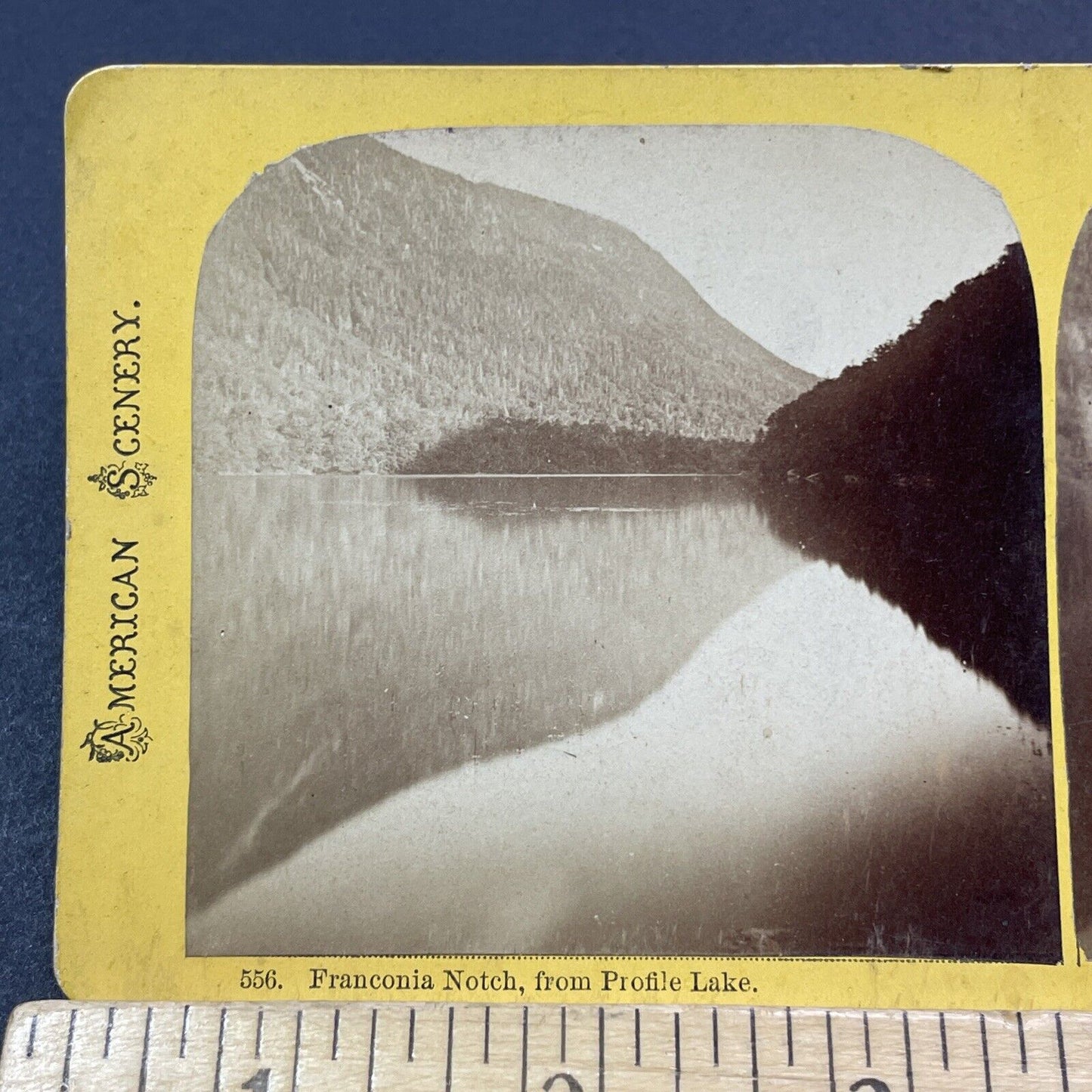 Antique 1870s Profile Lake Franconia Notch NH Stereoview Photo Card V1908