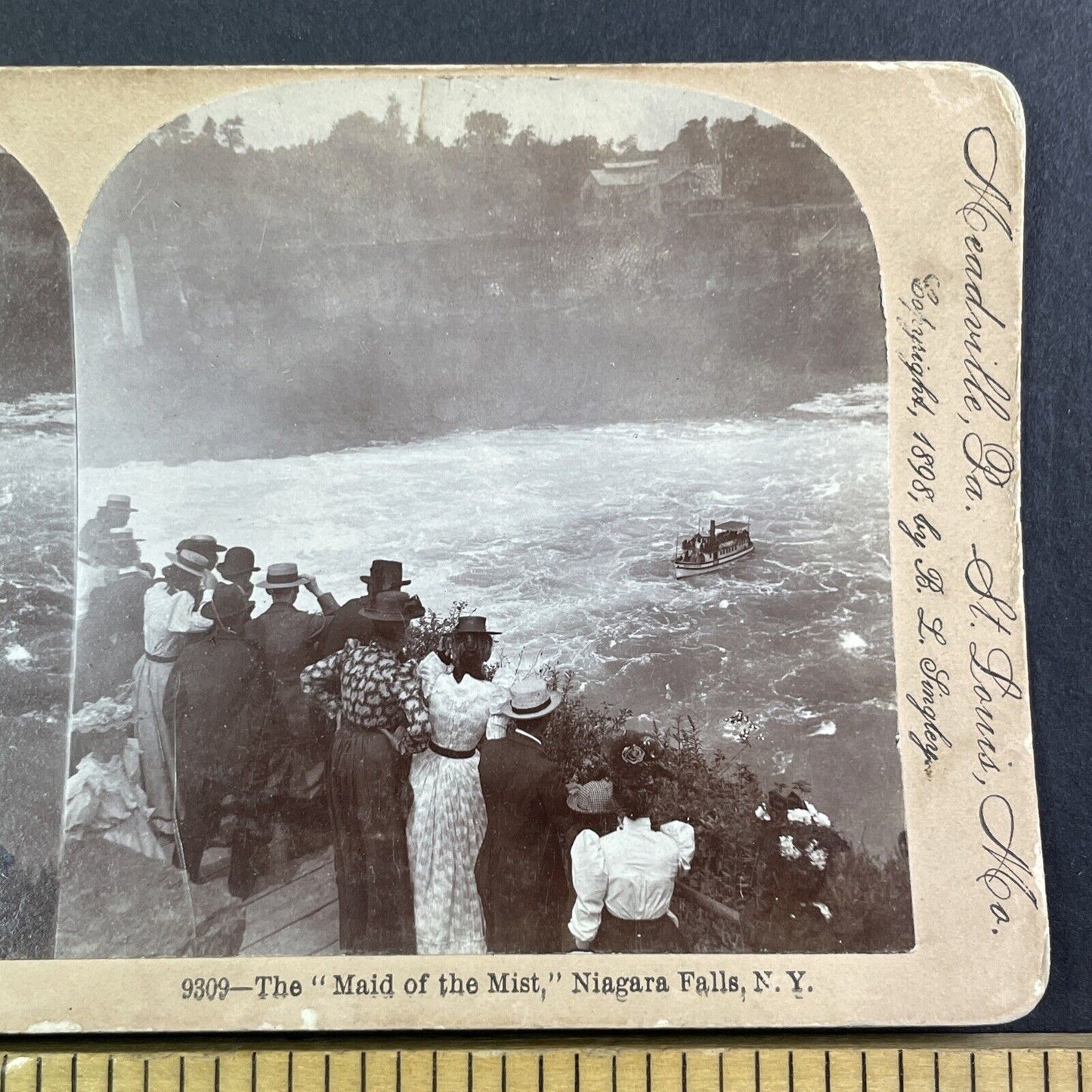 Maid of the Mist Steamboat Niagara River Rapids Stereoview Antique c1898 Y1440