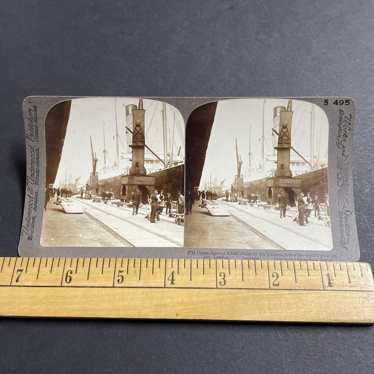 Antique 1903 Large Cruise Ships In London England Stereoview Photo Card P5037