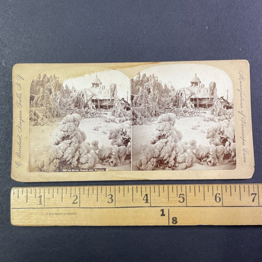 House Covered Severe Ice Storm Stereoview Niagara Falls Ontario c1870s Y1471