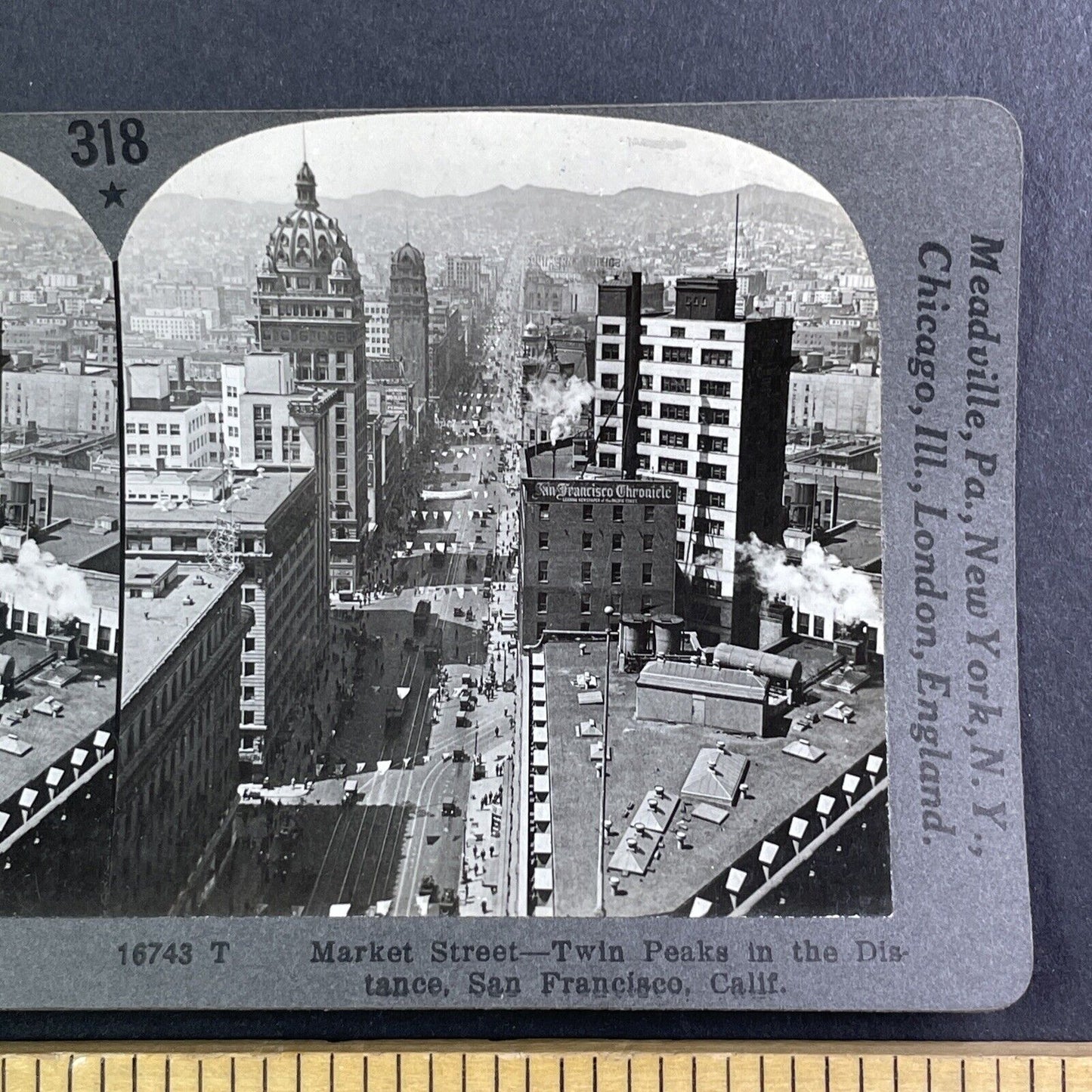 San Francisco California Aerial View Stereoview Antique c1920 Y993