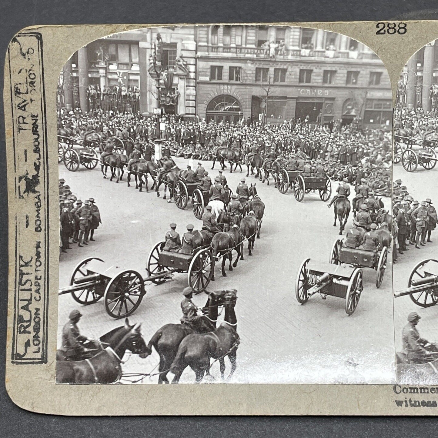 Antique 1918 Military Victory Parade London England Stereoview Photo Card P1811