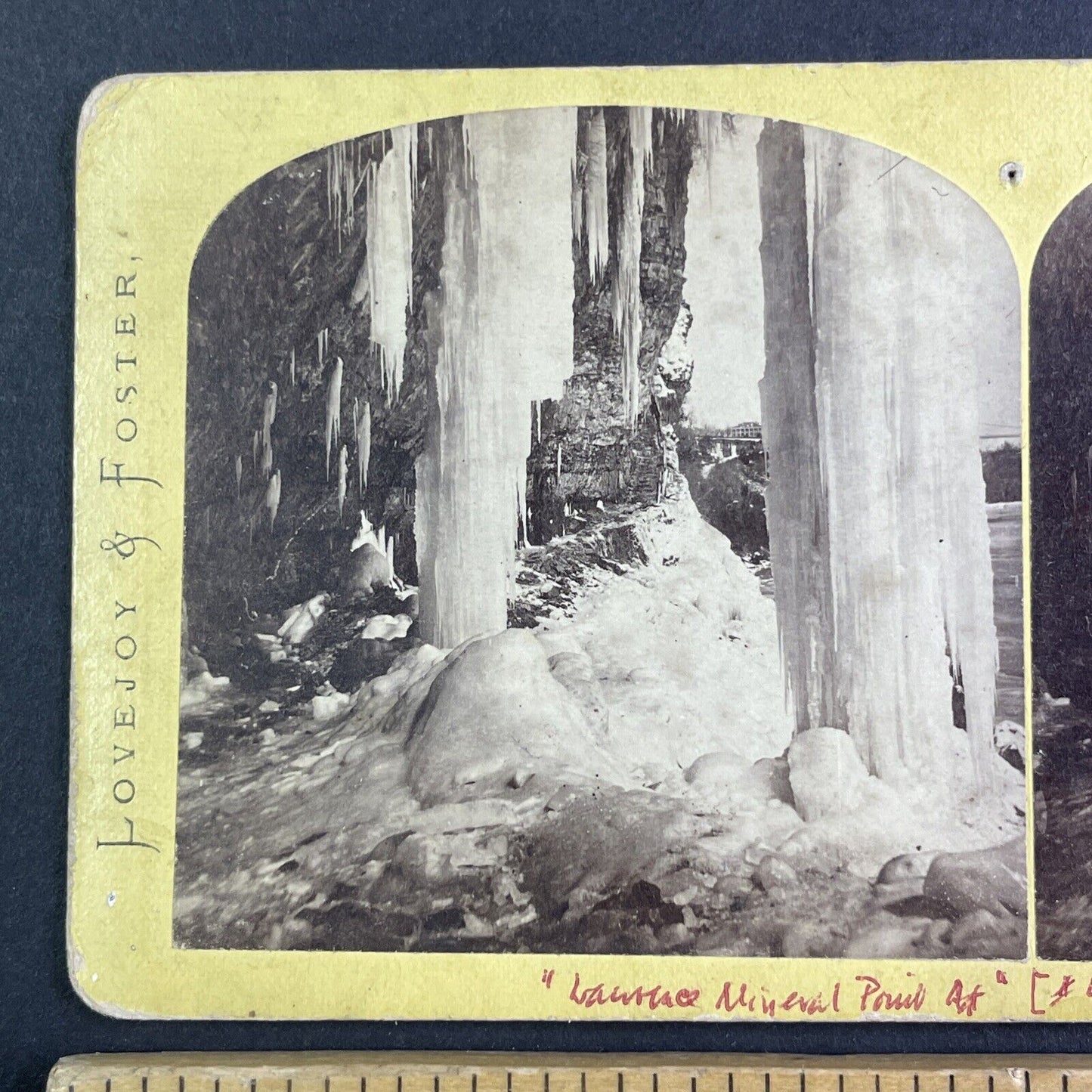 Ice Columns Below Niagara Falls Stereoview Lovejoy & Foster Antique c1870s Y2609