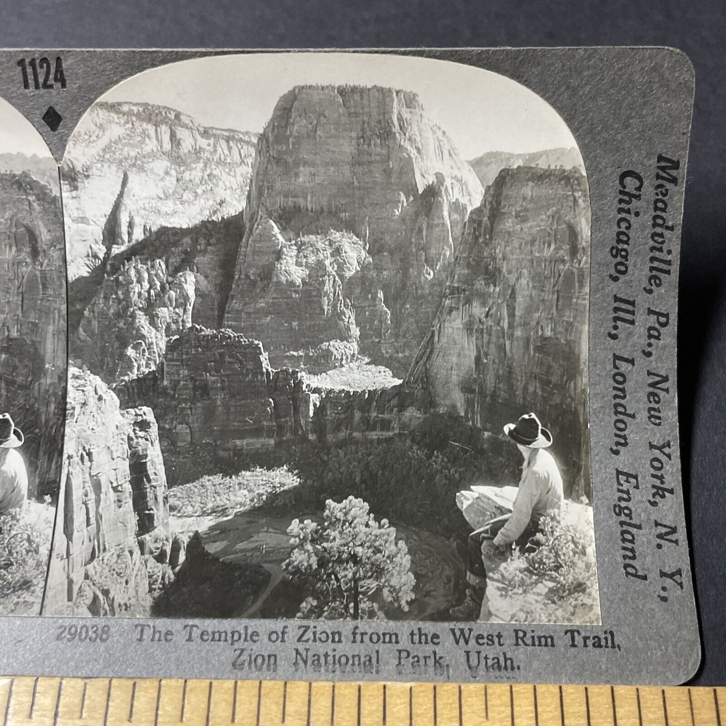 Antique 1910s Temple Of Zion Mountain Utah Stereoview Photo Card V2809