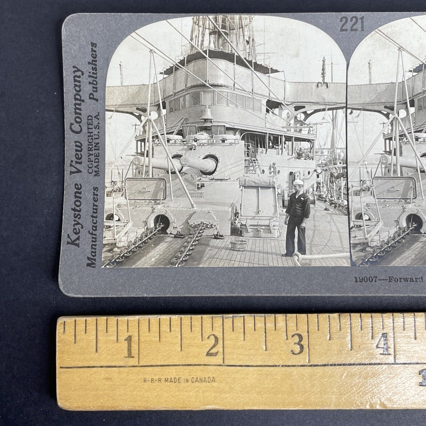 Antique 1918 U.S.S. Maryland Warship Naval Ship Stereoview Photo Card P908