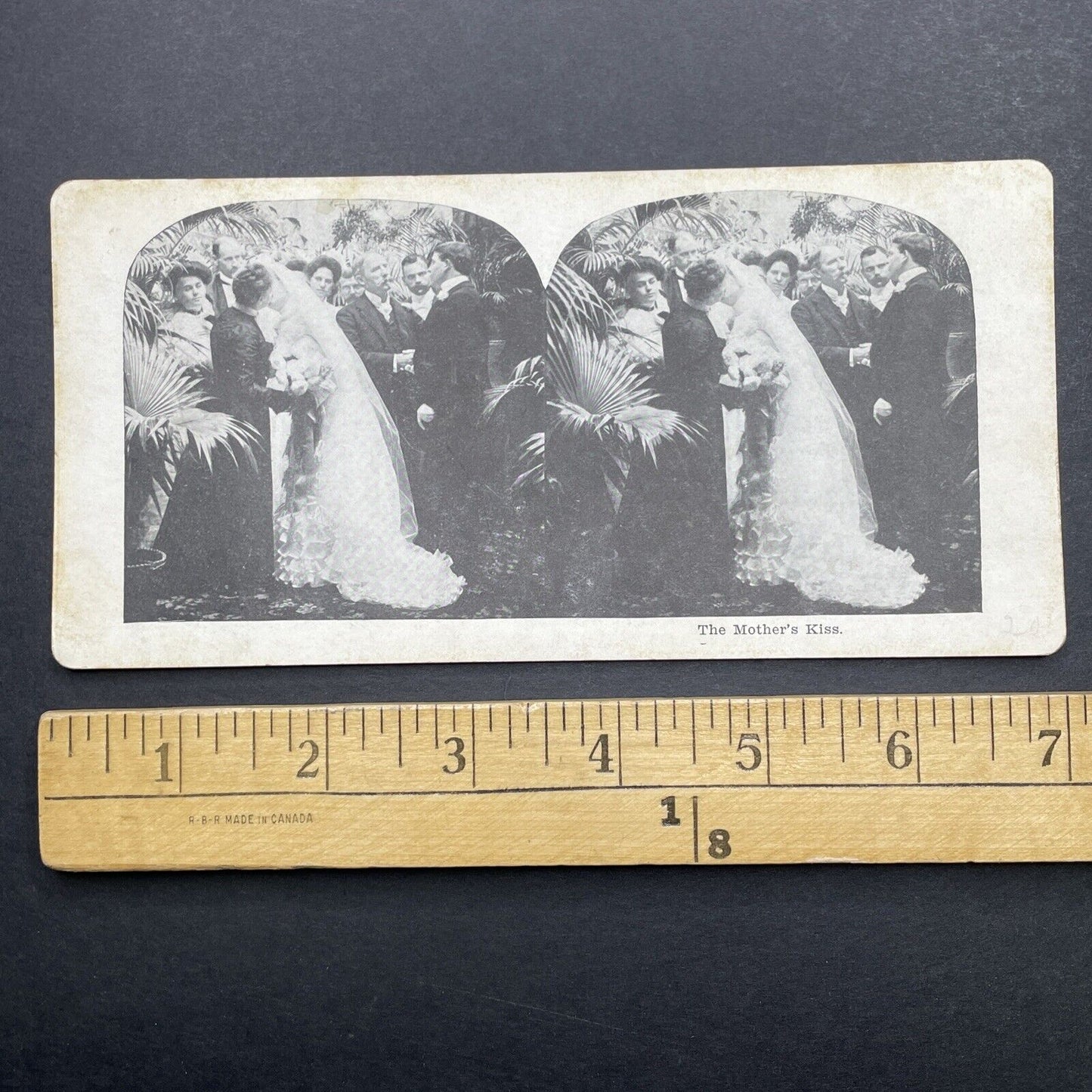 Antique 1905 Bride And Mother Kiss At Wedding Stereoview Photo Card P580-022