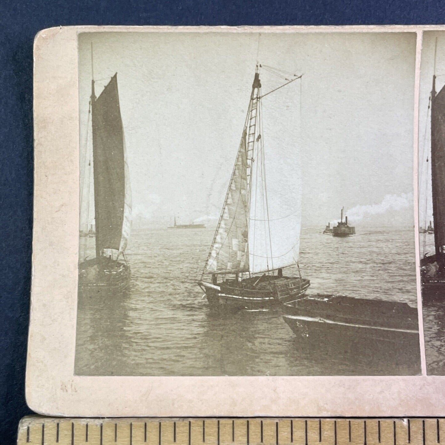 Sailboats At The Battery Manhattan Stereoview New York Antique c1885 X3247