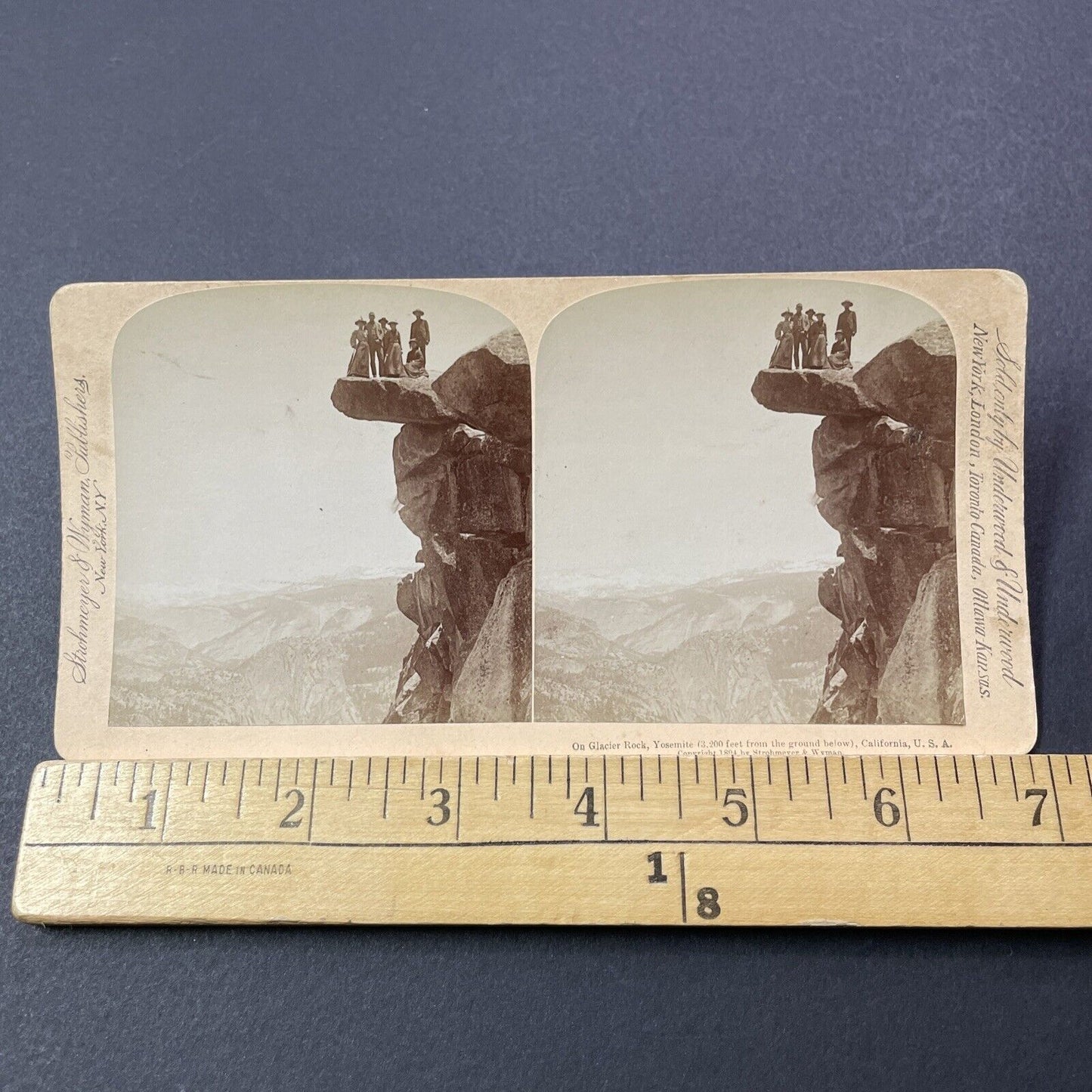 Antique 1894 Women On Dangerous Cliff Edge Stereoview Photo Card V3292