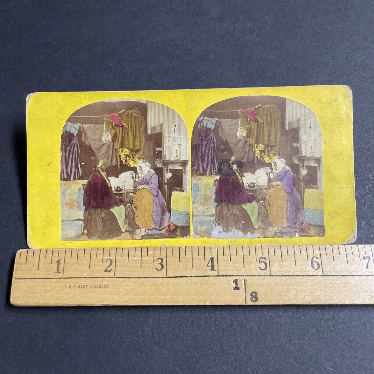 Antique 1840s American Women Chat At Tea Time Stereoview Photo Card P4758