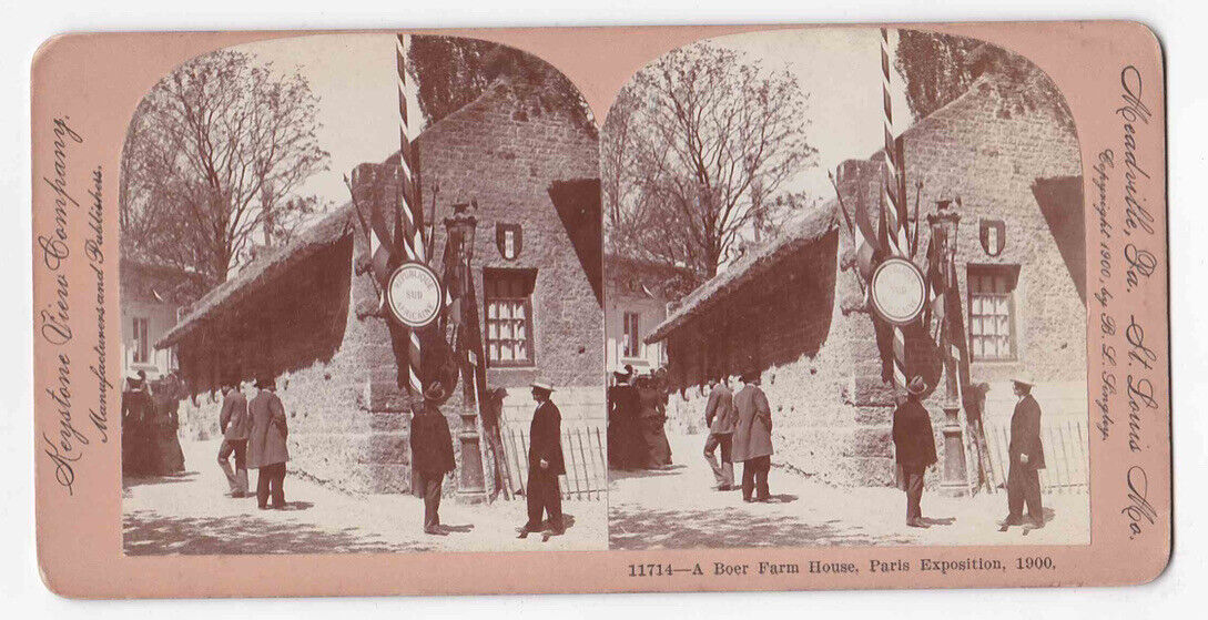 Antique 1900 A South African Boer Farm House In Paris, France Stereo Card P212