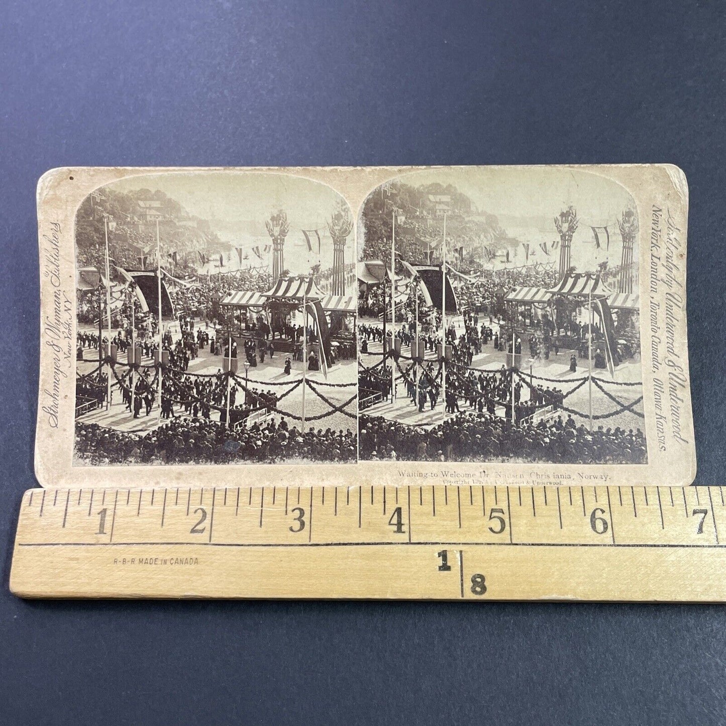 Antique 1890s Dr. Nansen Parade Oslo Norway Stereoview Photo Card P3864