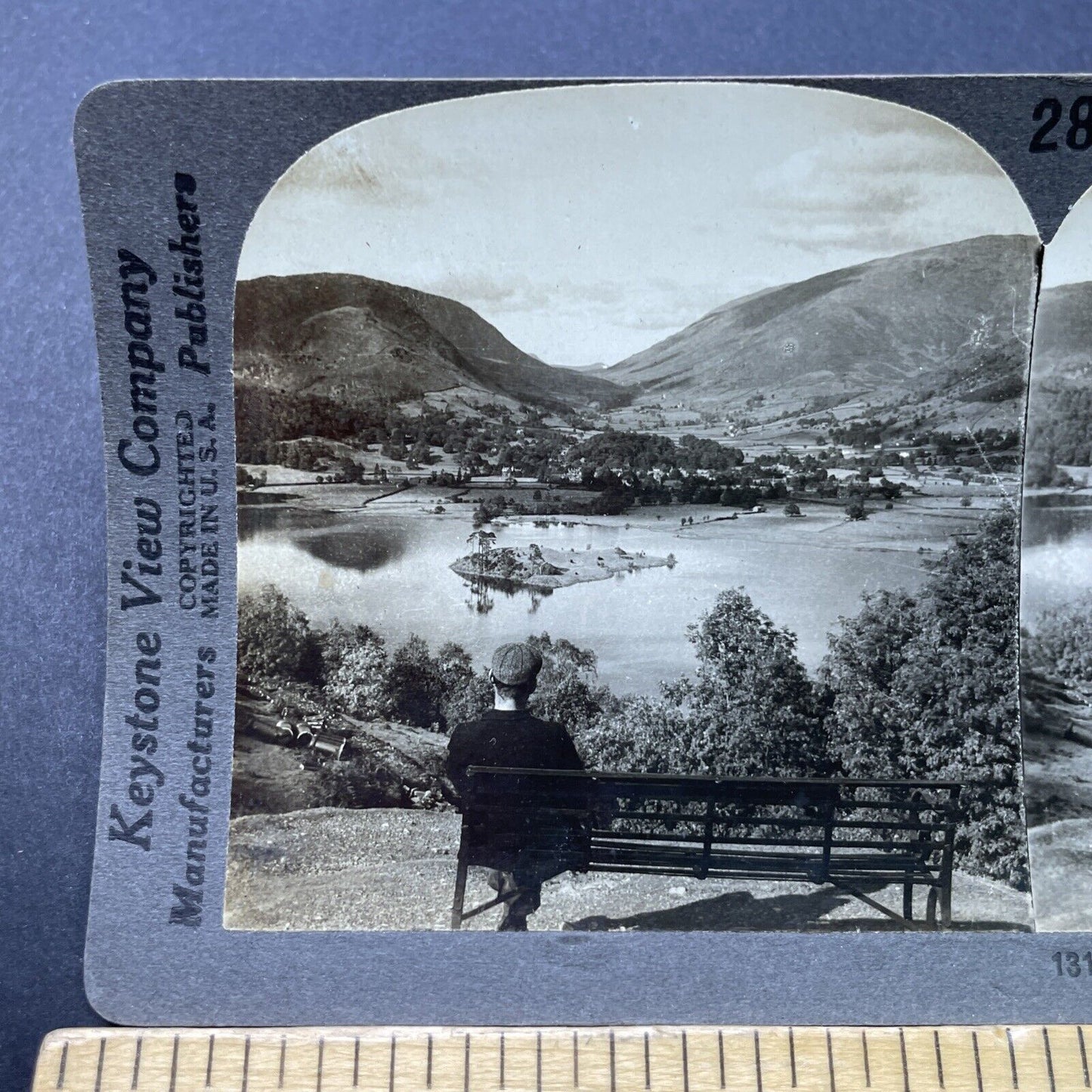 Antique 1910s Lake Grasmere England Stereoview Photo Card P2774