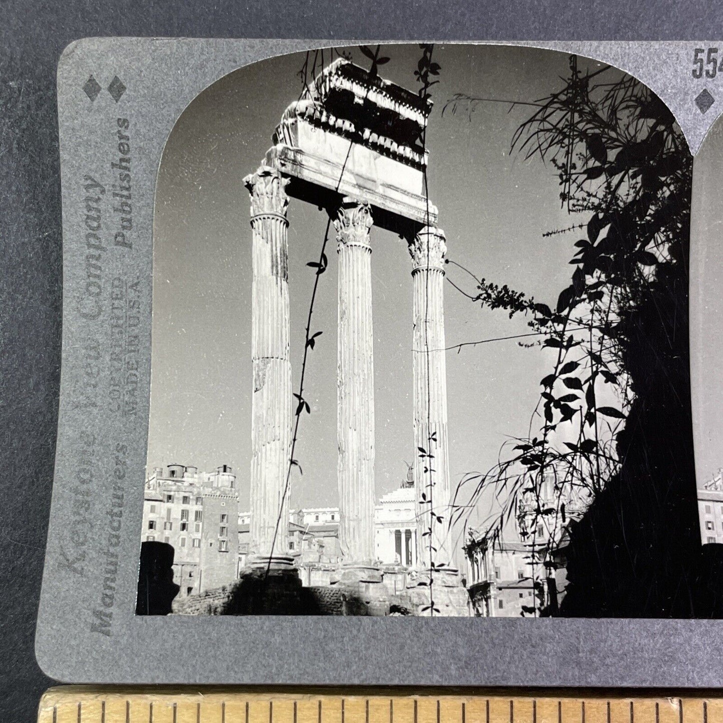 Temple of Castor and Pollux Stereoview Rome Italy Antique c1920s Y2194