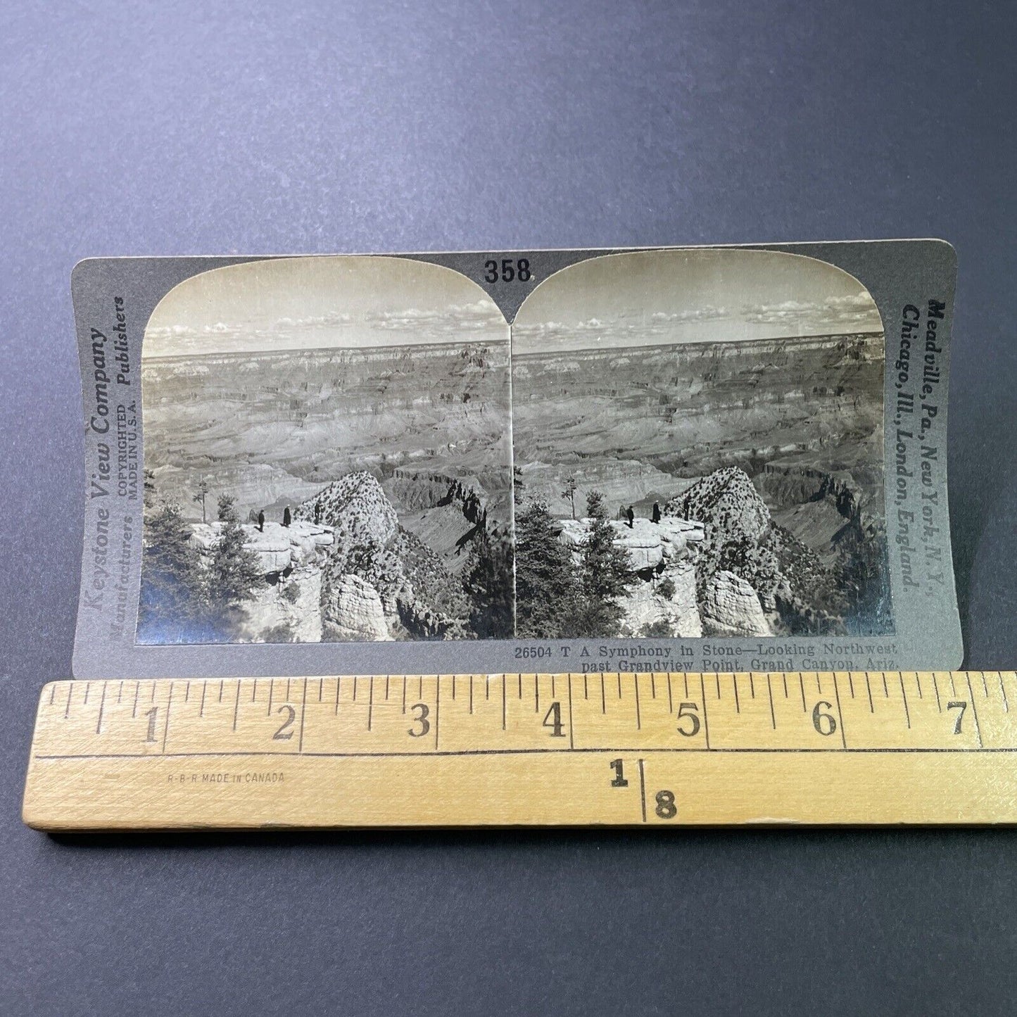 Antique 1910s Grandview Point Grand Canyon Arizona Stereoview Photo Card P3207