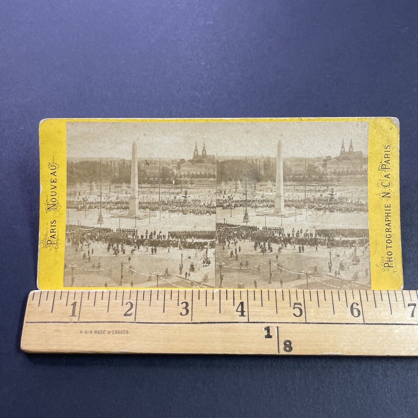 Antique 1870s Luxor Obelisk Paris France Cleoptra Stereoview Photo Card P4132