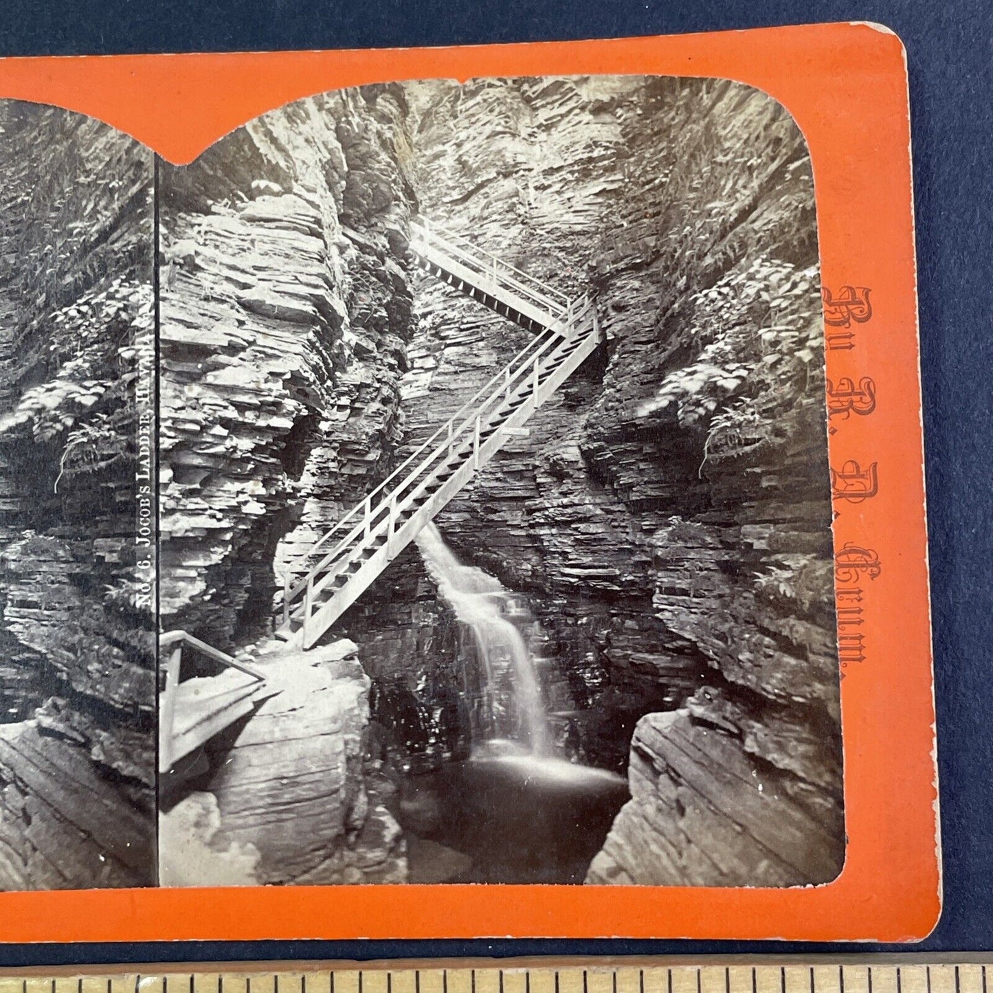 Jocob's Ladder Watkins Glen New York Stereoview R.D. Crum c1870 Y1045 MISPRINT