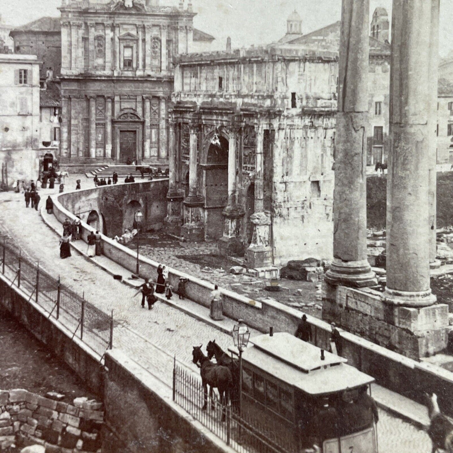 Antique 1890s Elevated Street Roman Forum Rome Italy Stereoview Photo Card P3795