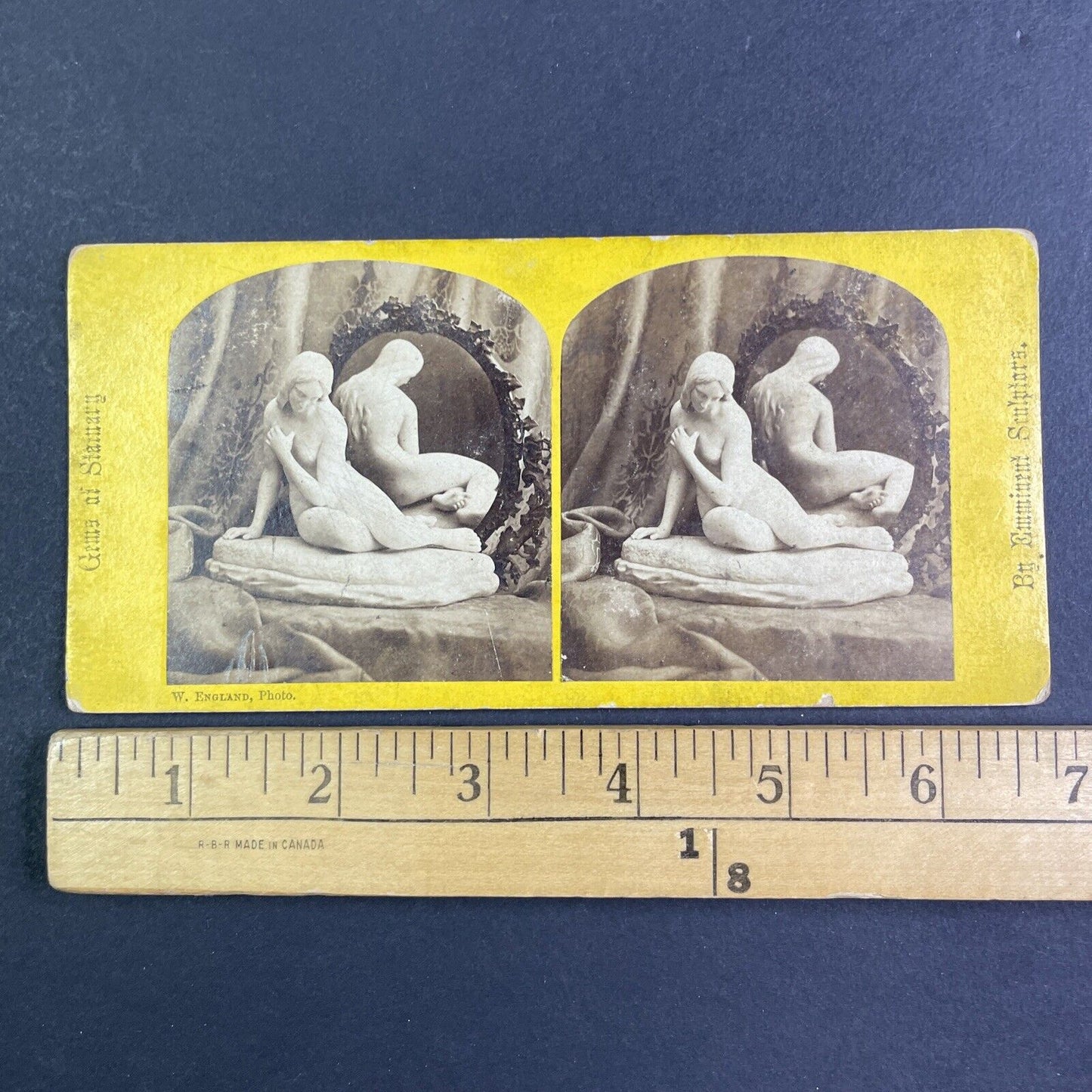 Alabaster Statue Of A Nude Woman Stereoview William England Antique c1870 X3617