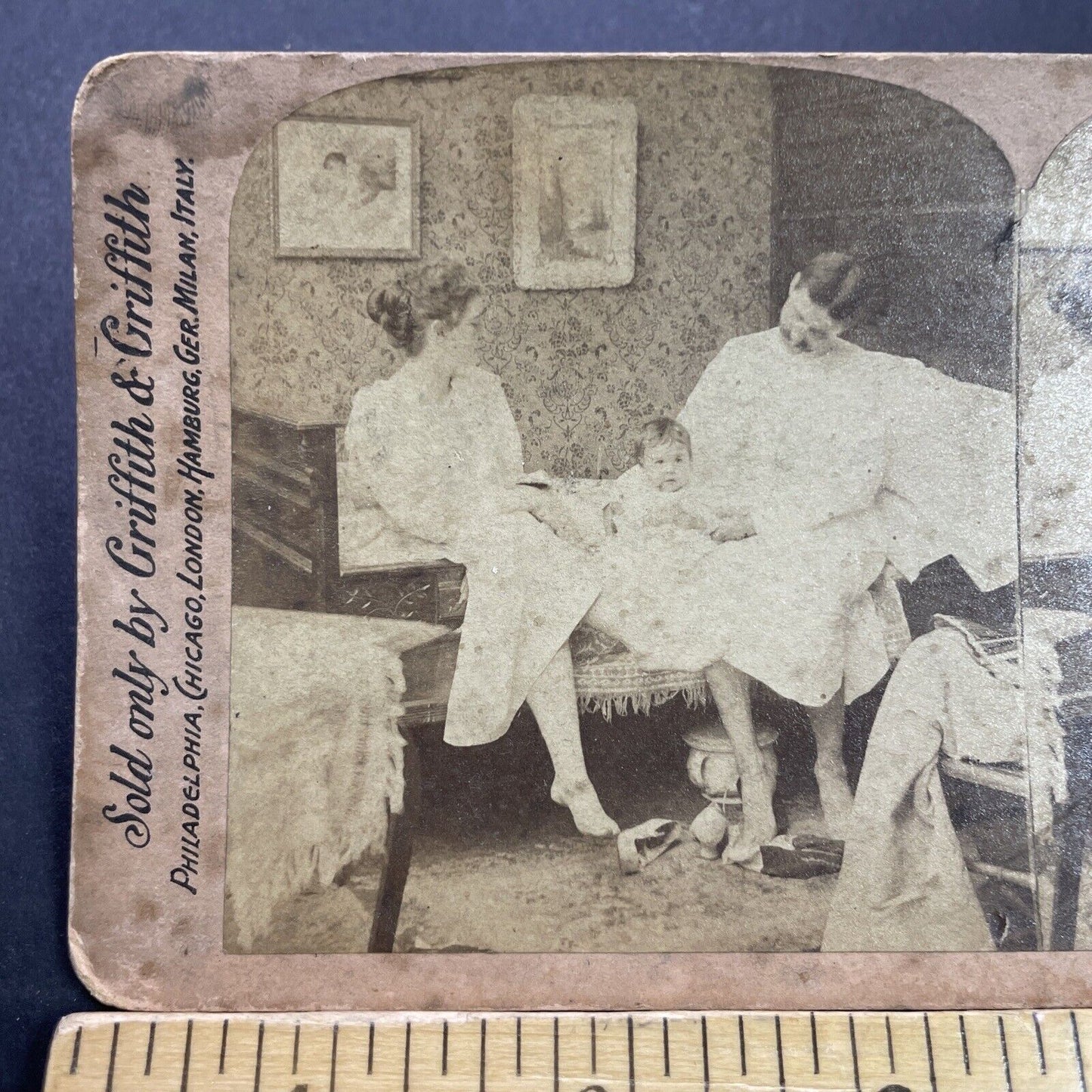 Antique 1880s Baby Keeps Parents Up At Night Stereoview Photo Card P3545