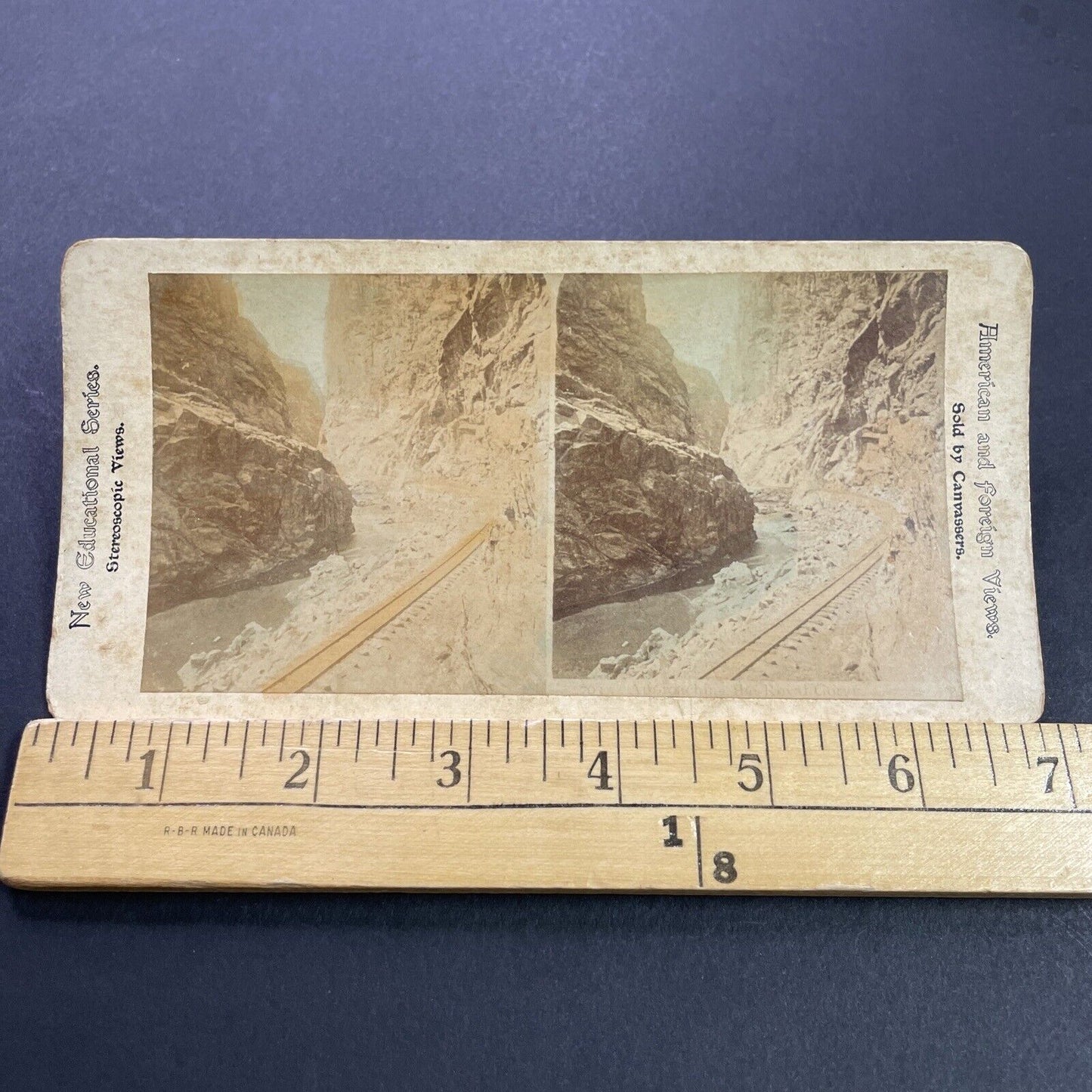 Antique 1882 Royal Gorge Route Railroad Construction Stereoview Photo Card P3492