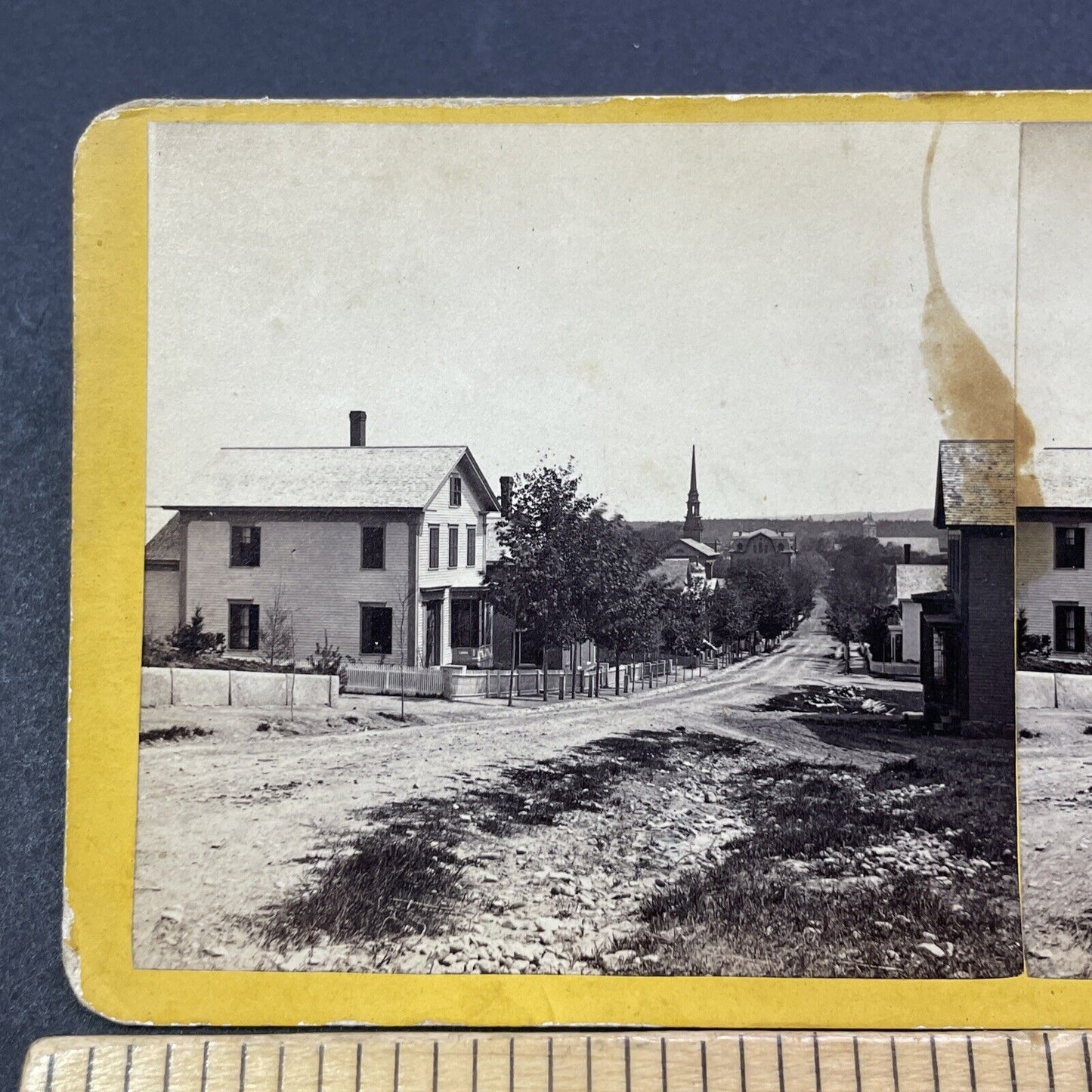 Antique 1860s School Street Concord New Hampshire Stereoview Photo Card V2092