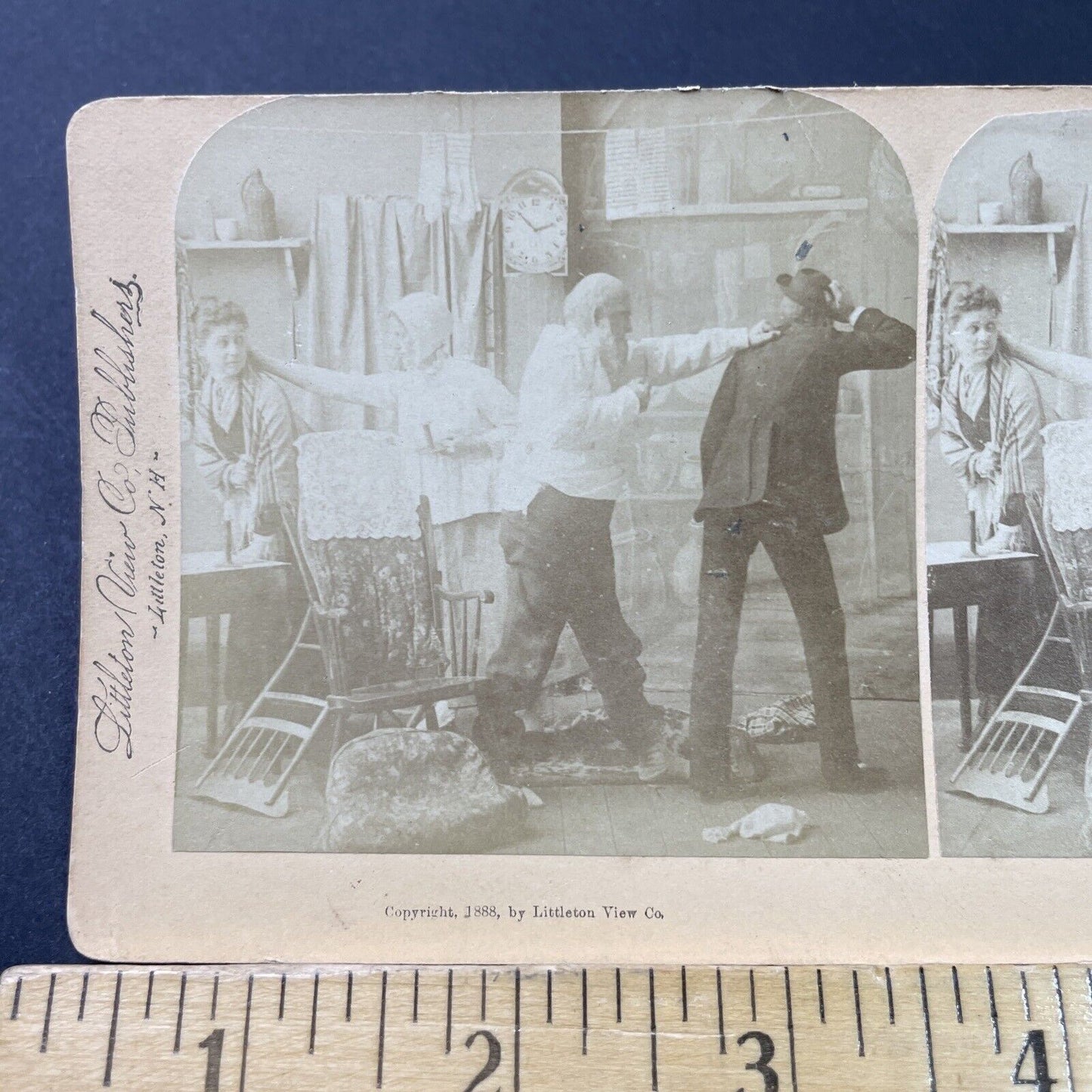 Antique 1888 Lovers Are Caught & Scolded By Parents Stereoview Photo Card P2916