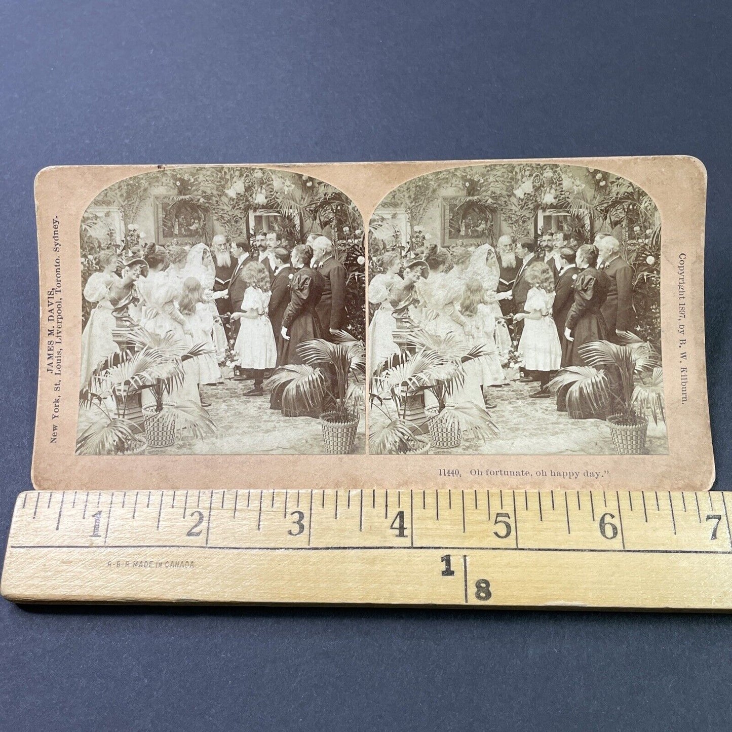 Antique 1897 Victorian Bride & Groom Stare In Love Stereoview Photo Card P2956