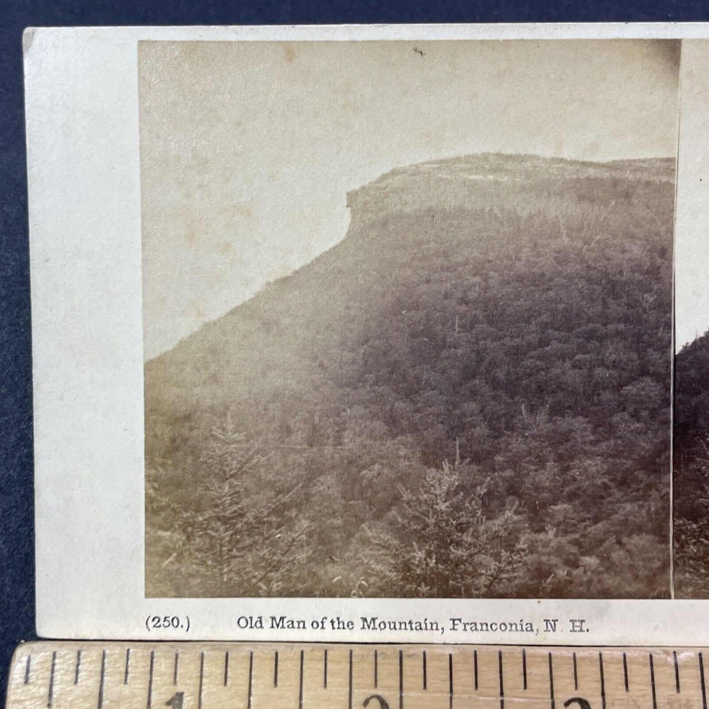 Antique 1860s Old Man Of The Mountain New Hampshire Stereoview Photo Card V1774