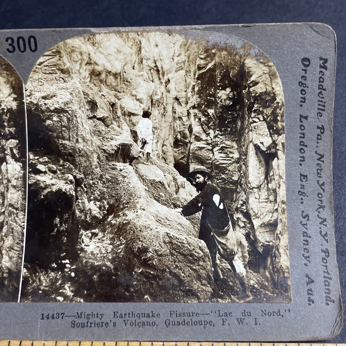 Antique 1910s Earthquake Crack Guadeloupe FWI Stereoview Photo Card P3651