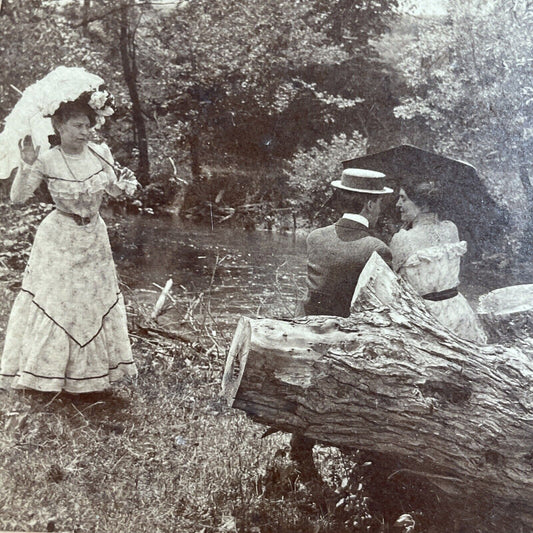 Antique 1890s Husband Caught Flirting With Woman Stereoview Photo Card P3485