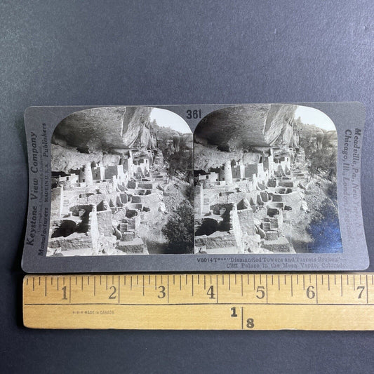 Mesa Verde Cliff Houses After Vandalism Stereoview Colorado Antique c1910s Y1190