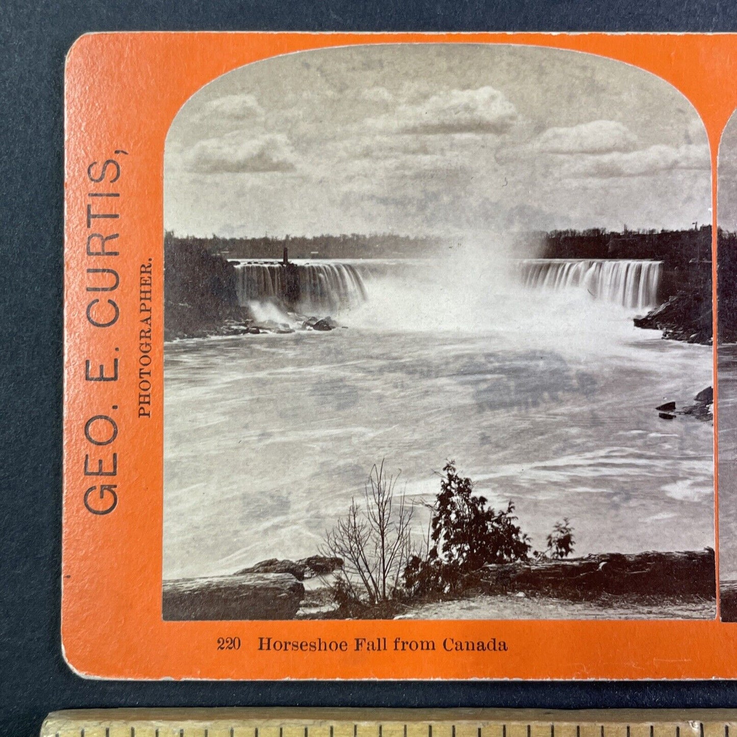 Horse Shoe Falls & Terrapin Tower Stereoview George Curtis Antique c1870s Y2506