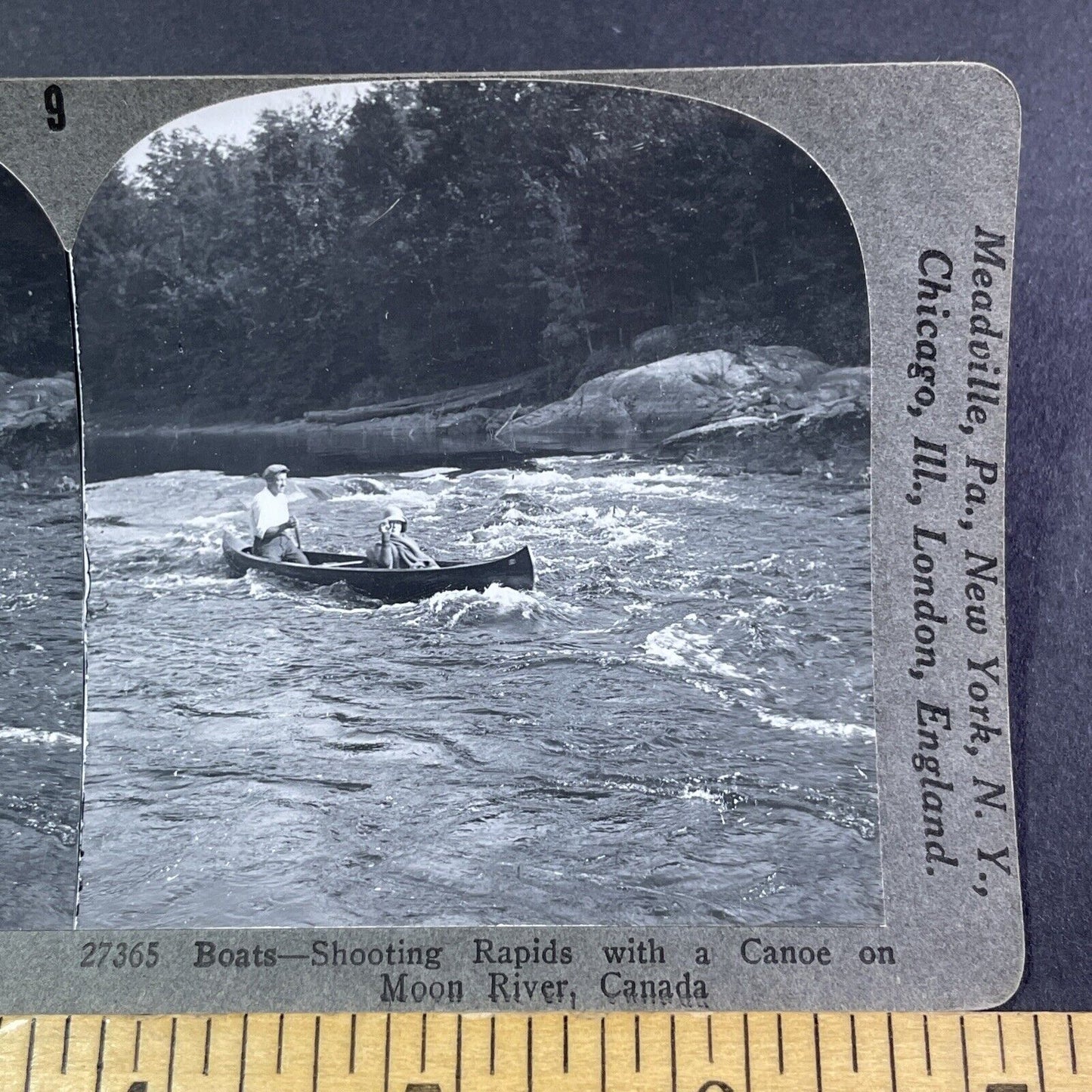 Moon River Rapids Muskoka Ontario Canada Stereoview Antique c1901 Y2800